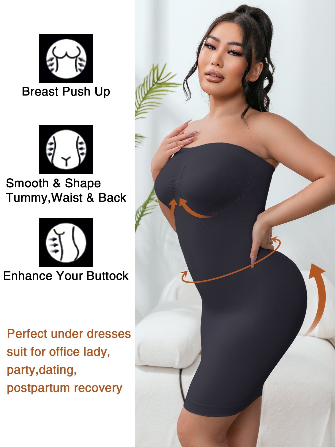 Strapless Tummy Control Seamless Under Dress Slip for Women