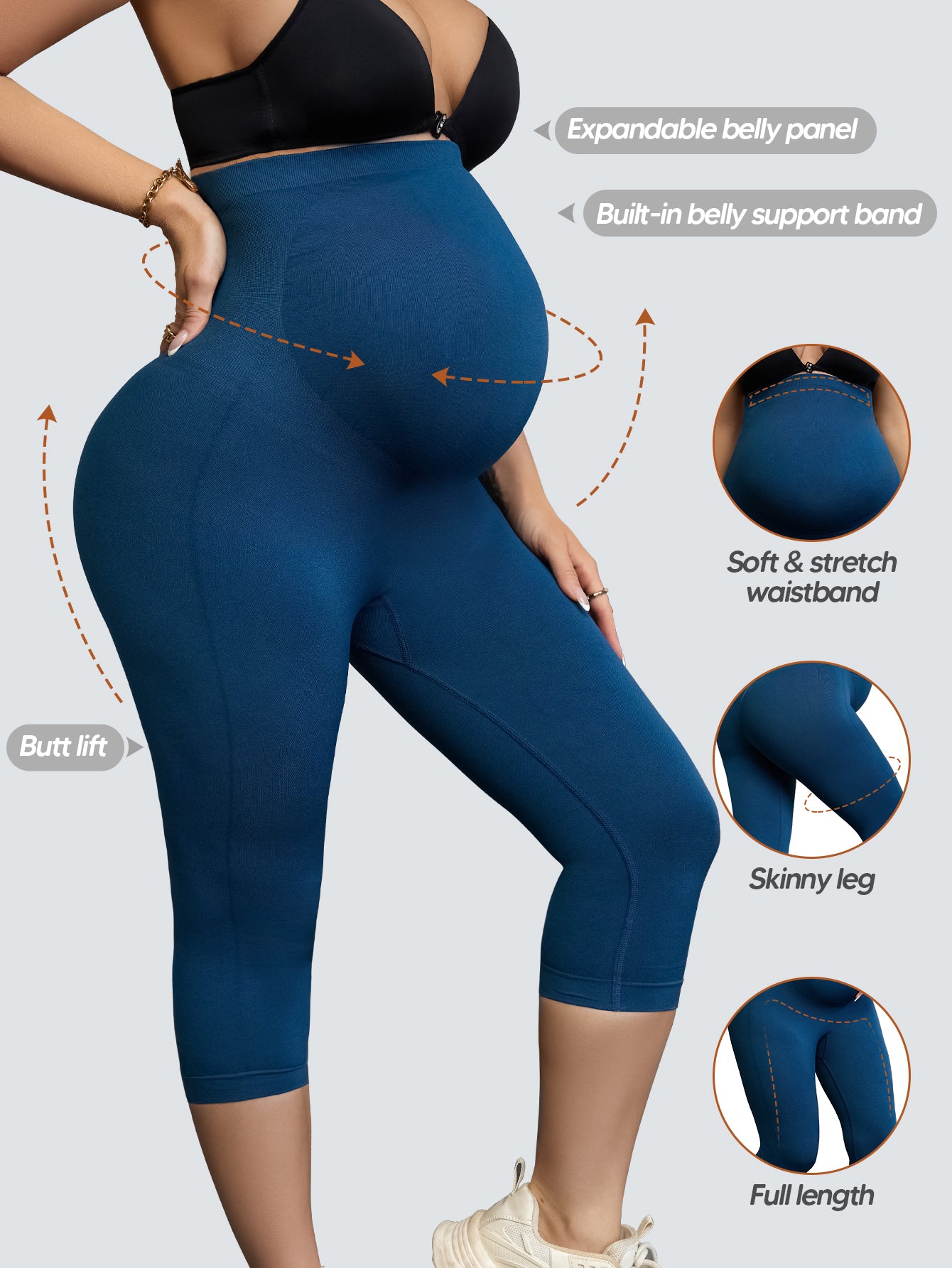 Women's Maternity Leggings Over The Belly Pregnancy Casual Yoga Tights