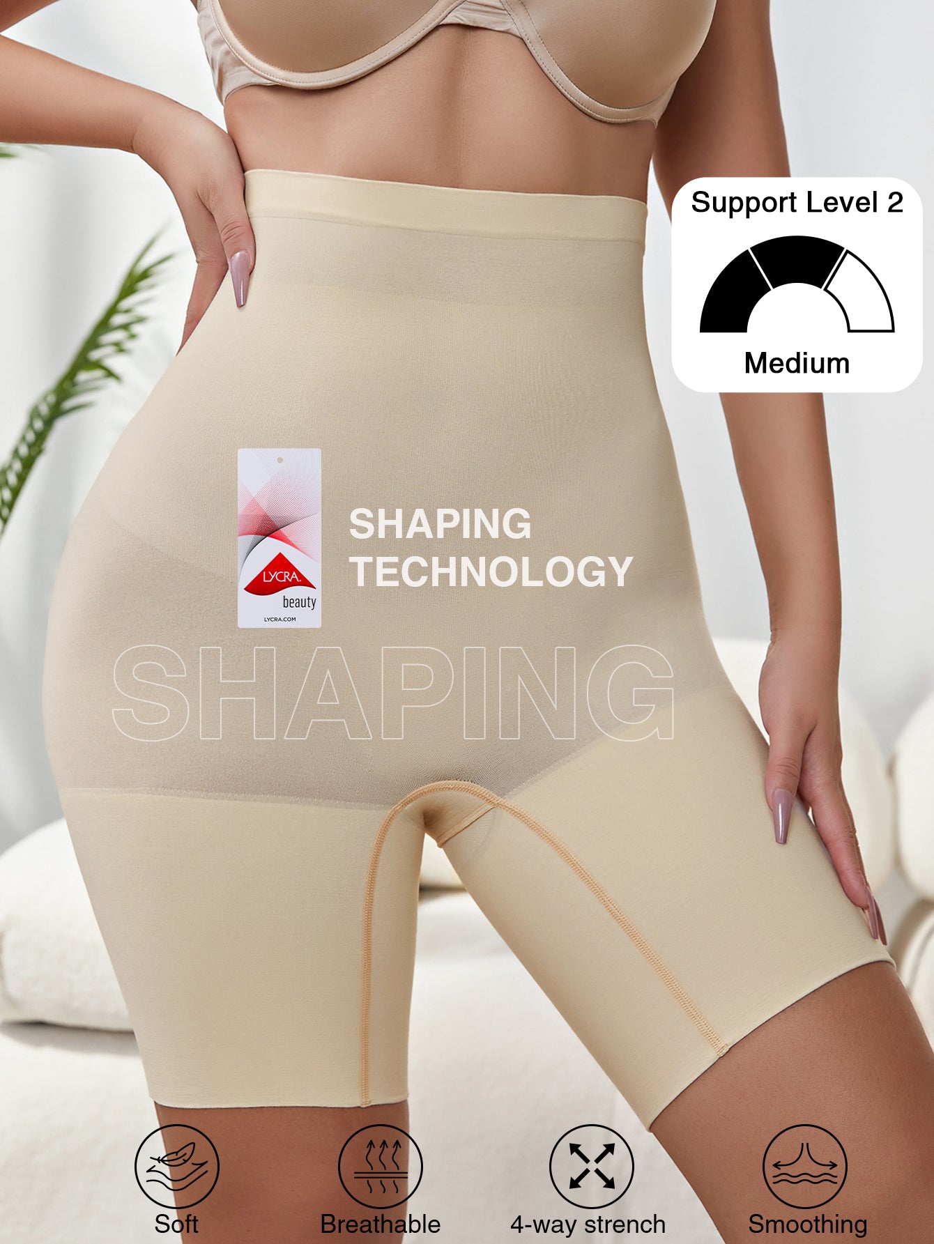 LYCRA 3-1 SHEER SCULPTING MID-THIGH  BODY SHAPER SHORTS