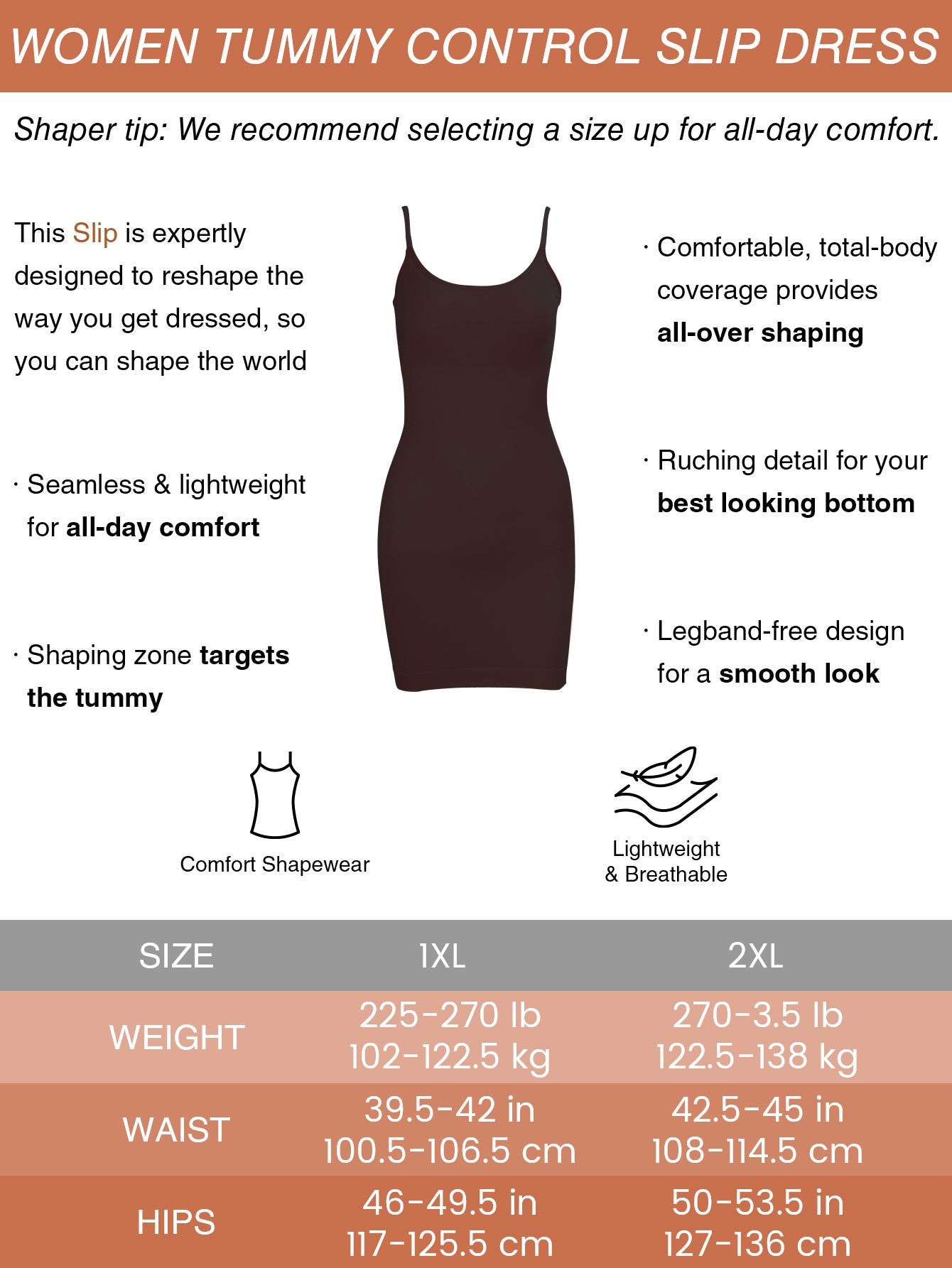 Seamless Tummy Control Sculpting Shaping dress For Plus Size Women