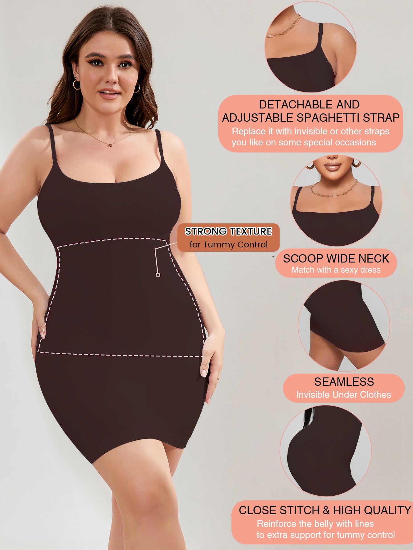 Seamless Tummy Control Sculpting Shaping dress For Plus Size Women