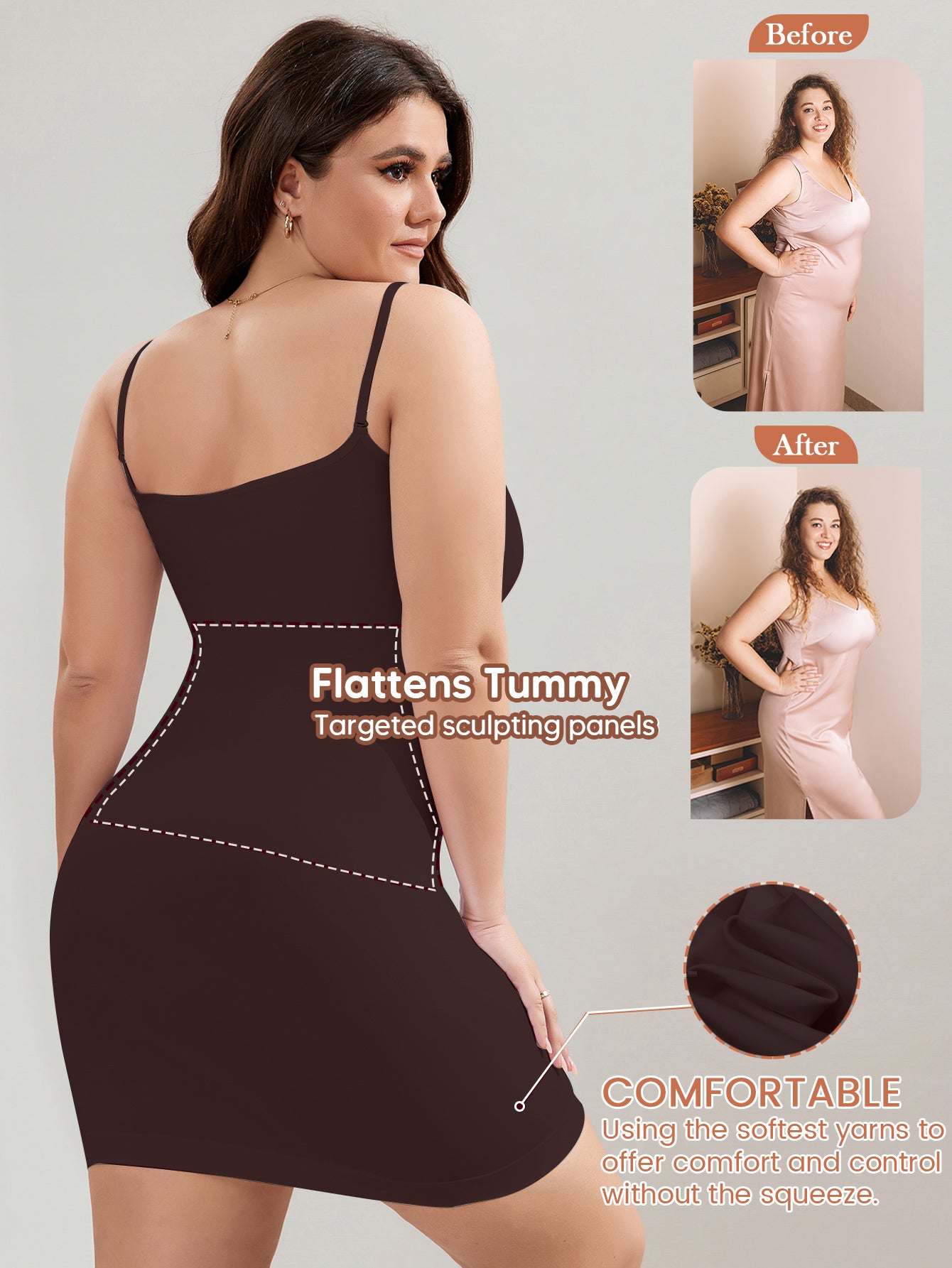 Seamless Tummy Control Sculpting Shaping dress For Plus Size Women