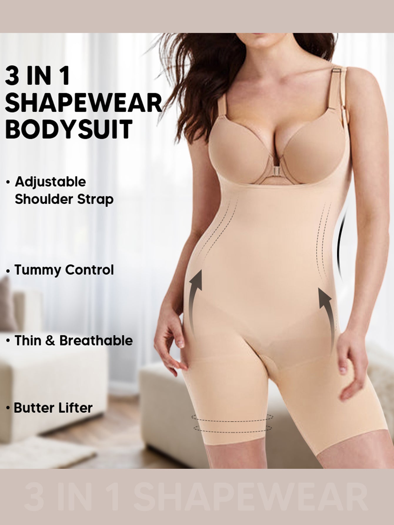 Seamless Open Bust Thigh Slimming Bodysuit Shaping Body Shaper