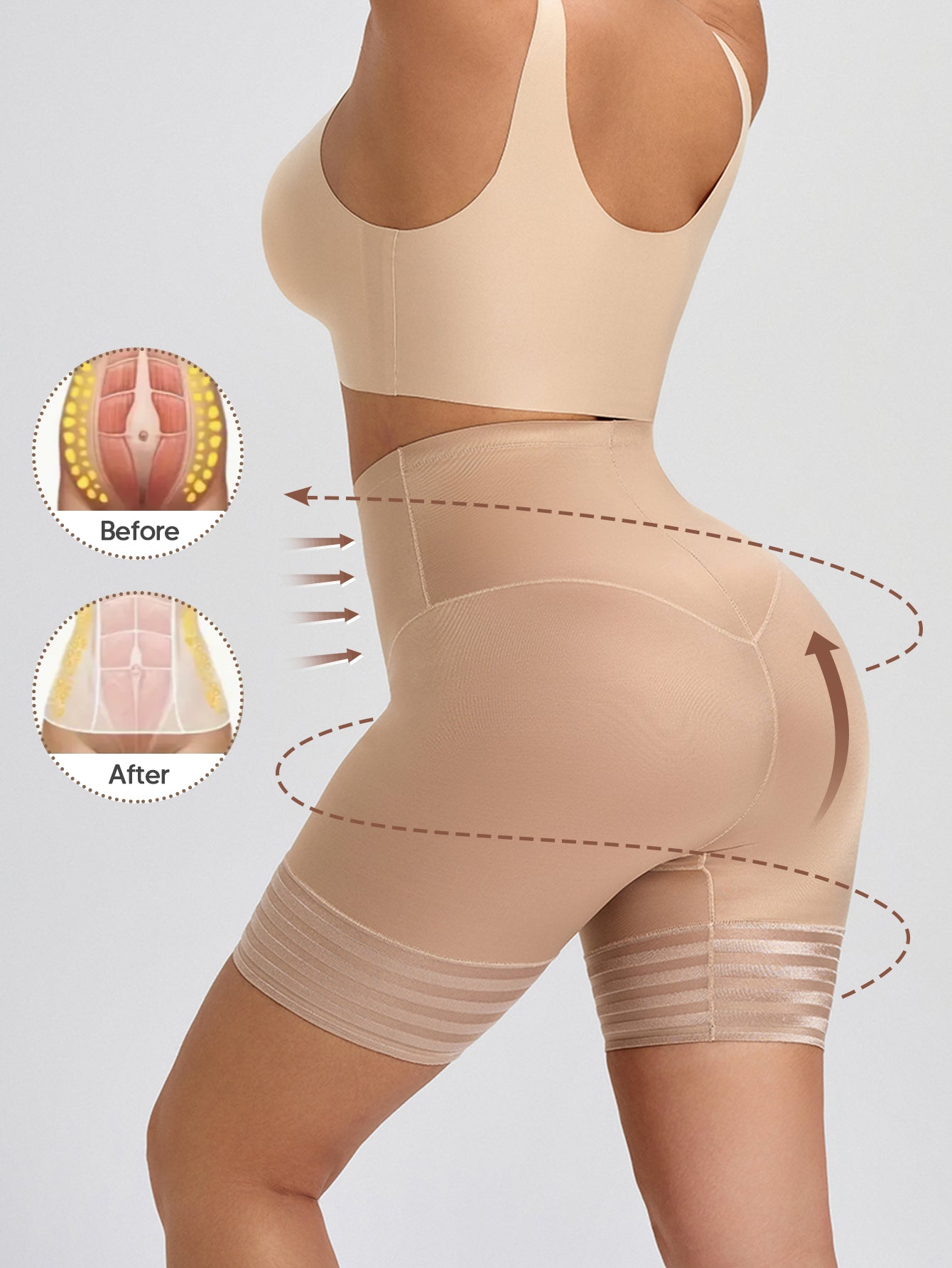 MUEE Waist Cincher Shapewear Shorts Body Shaper Shorts Girdles Thigh Slimmer