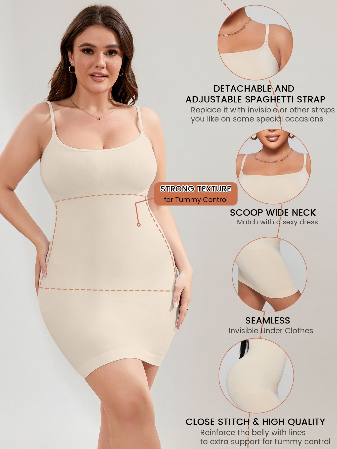 Seamless Tummy Control Sculpting Shaping dress For Plus Size Women