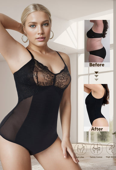 Lace Bodysuit for Women Tummy Control Shapewear One Piece Body Shaper Thongs