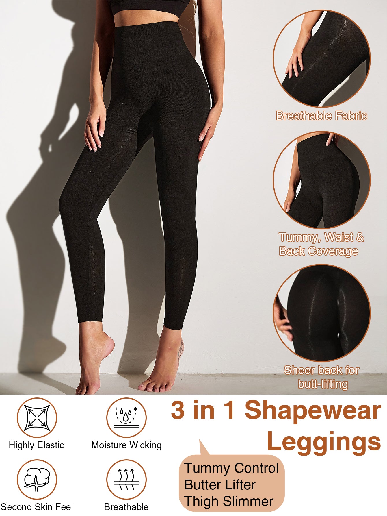 Hight Waist Tummy control butt-lift 3 in 1 Shapewear leggings