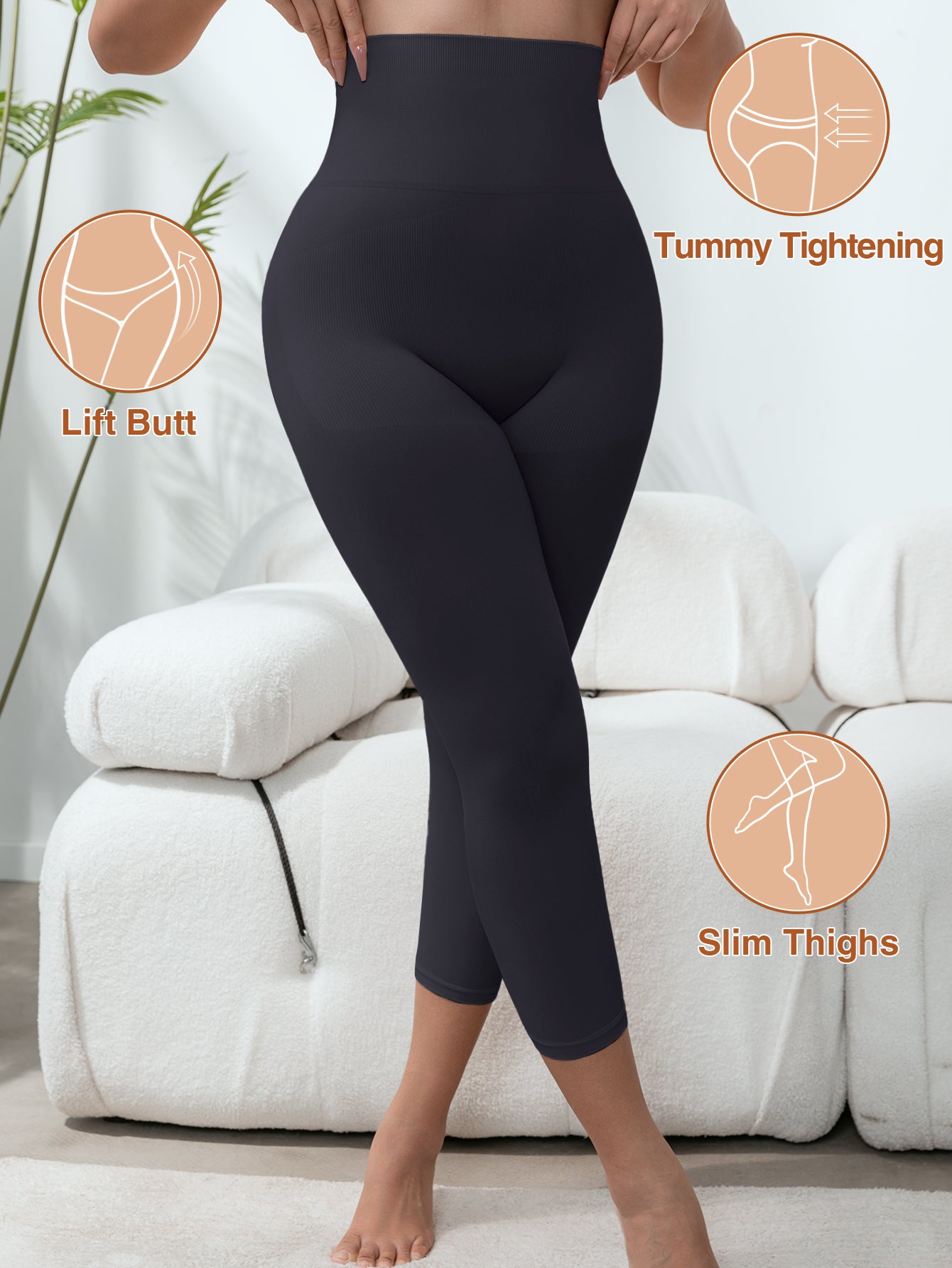 High waist tummy control leggings for women butt-lift shapewear capri