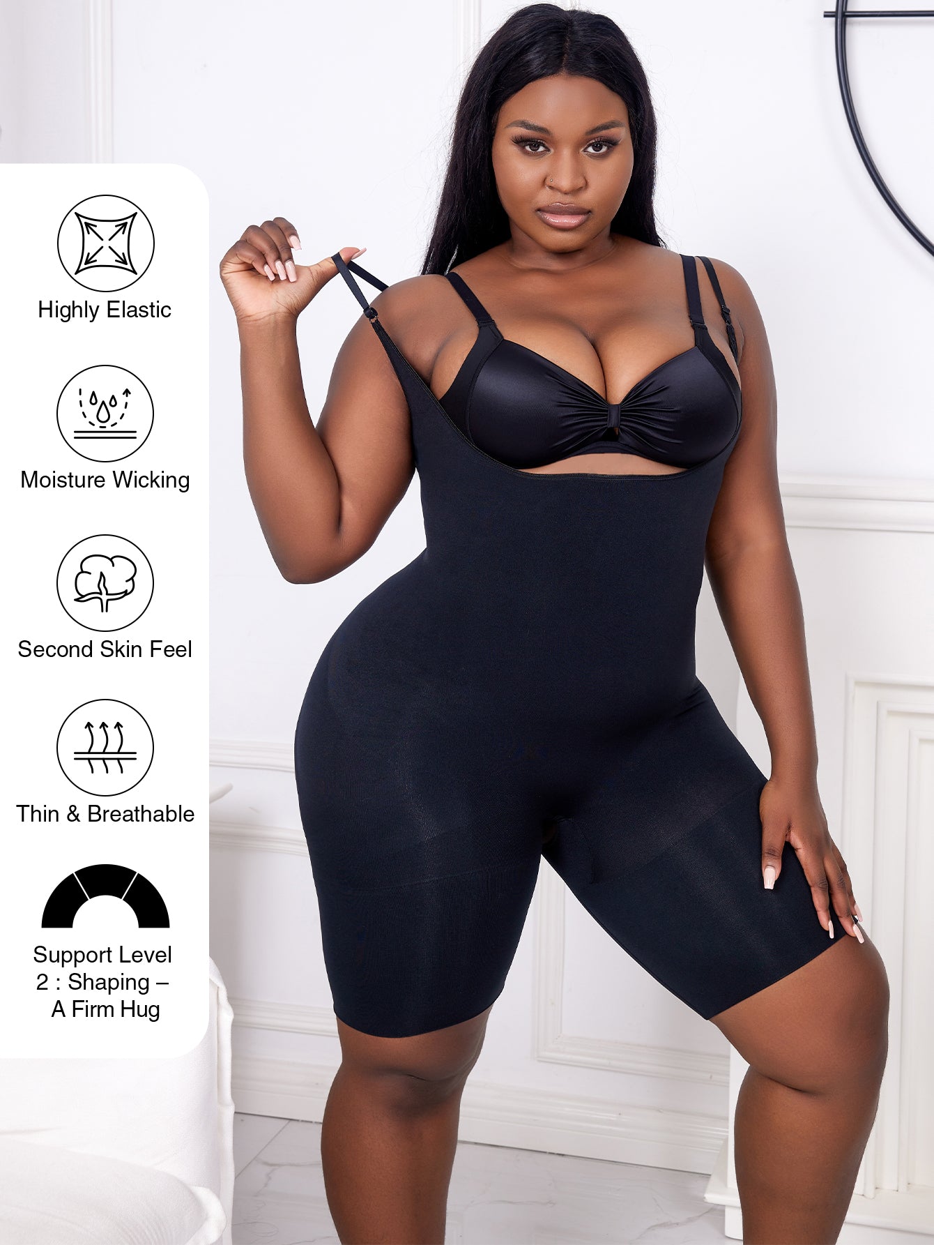 Open Bust Thigh Slimming Bodysuit Shaper  Plus Size Shapewear For Women