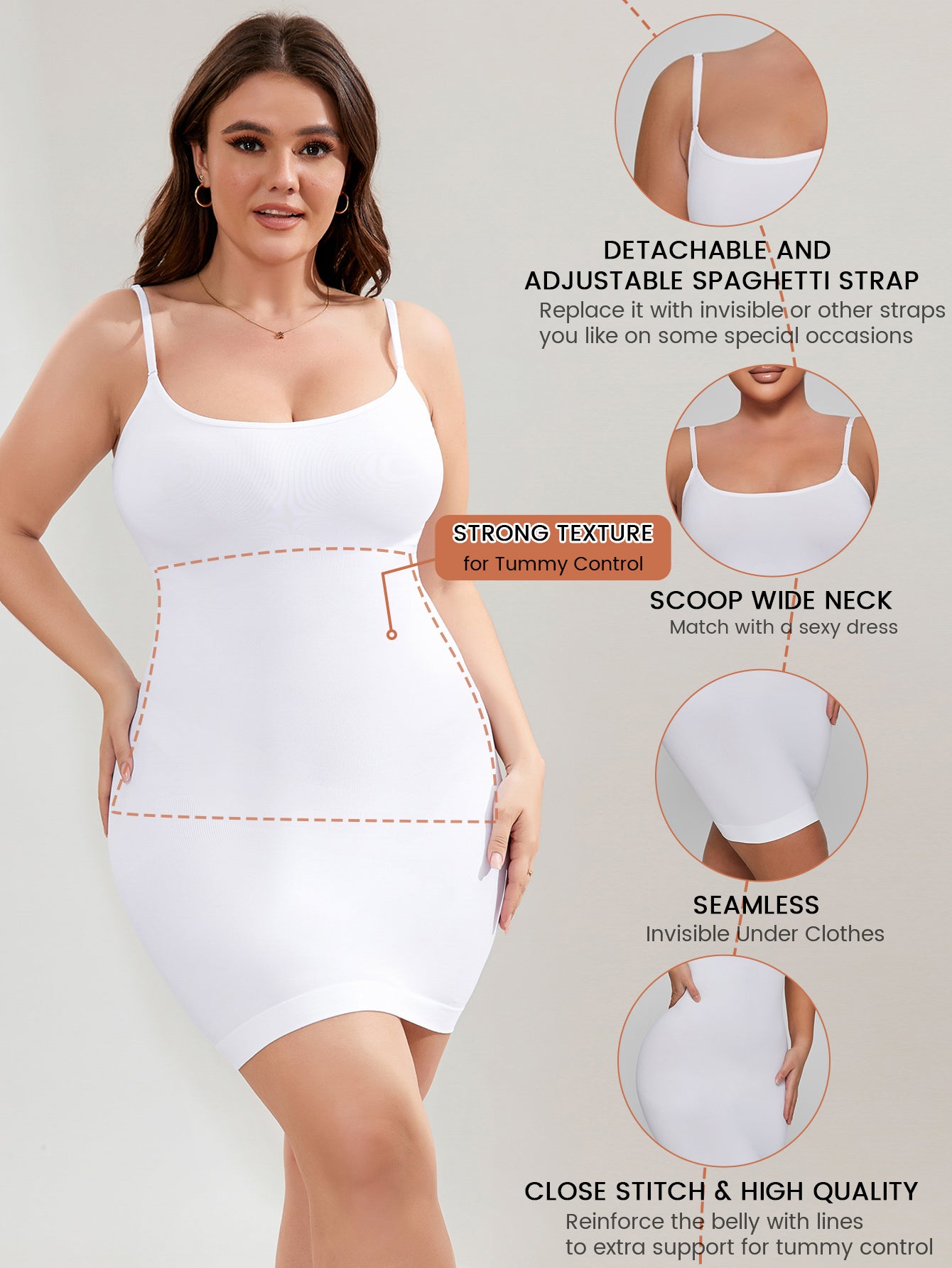 Seamless Tummy Control Sculpting Shaping dress For Plus Size Women