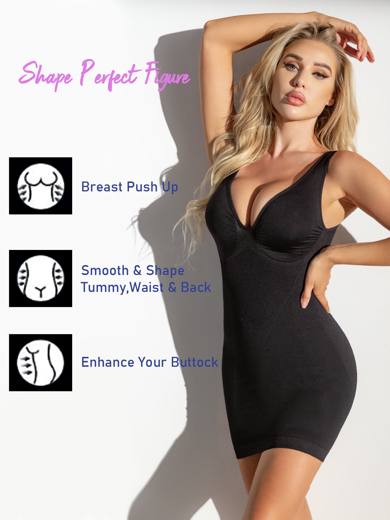 V-neck Seamless Comfortable Women Bodysuit Shapewear Dress