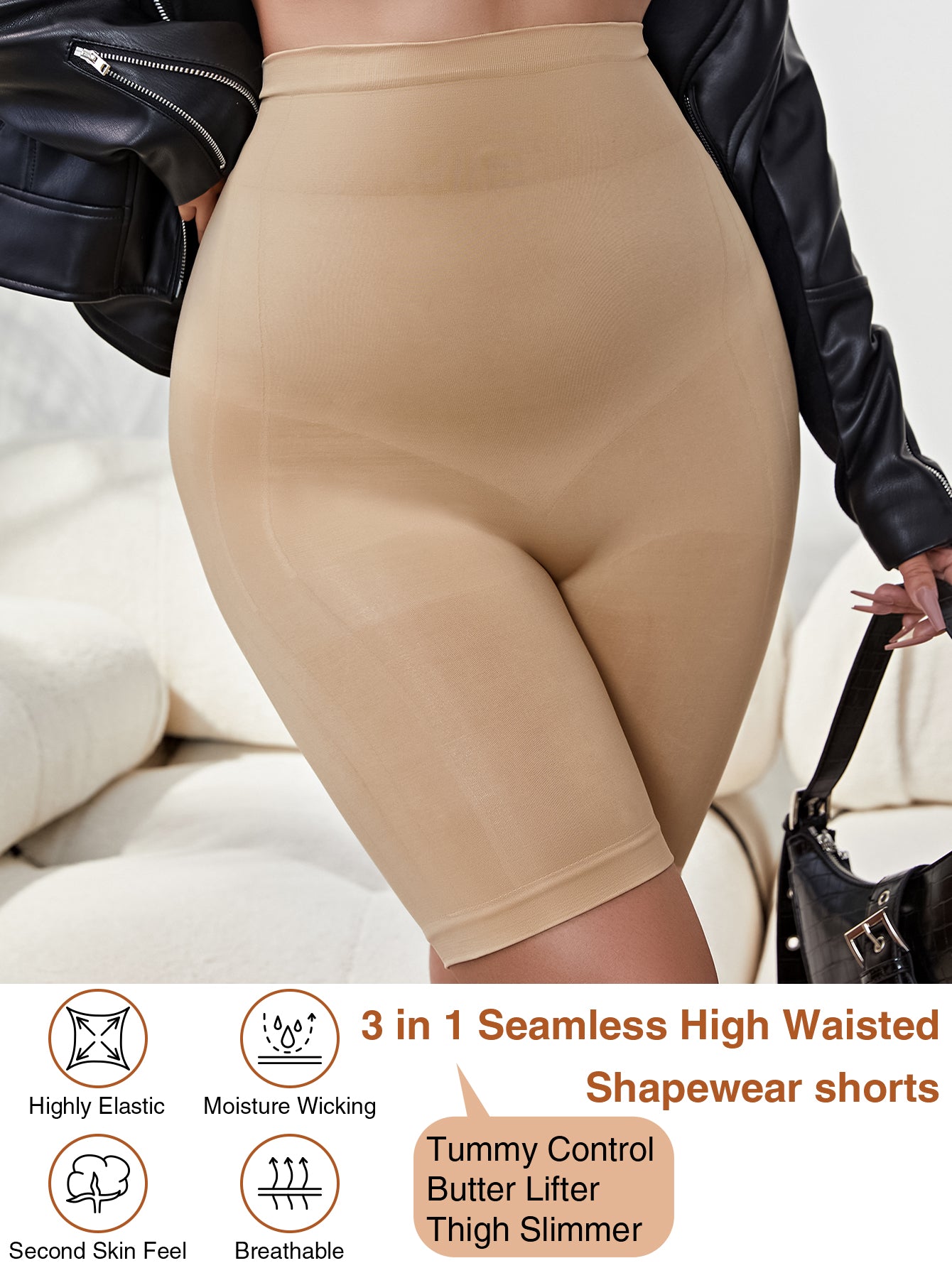 Seamless Thigh Slimmer Mid-Thigh Shapewear Shorts For Women Under Dress