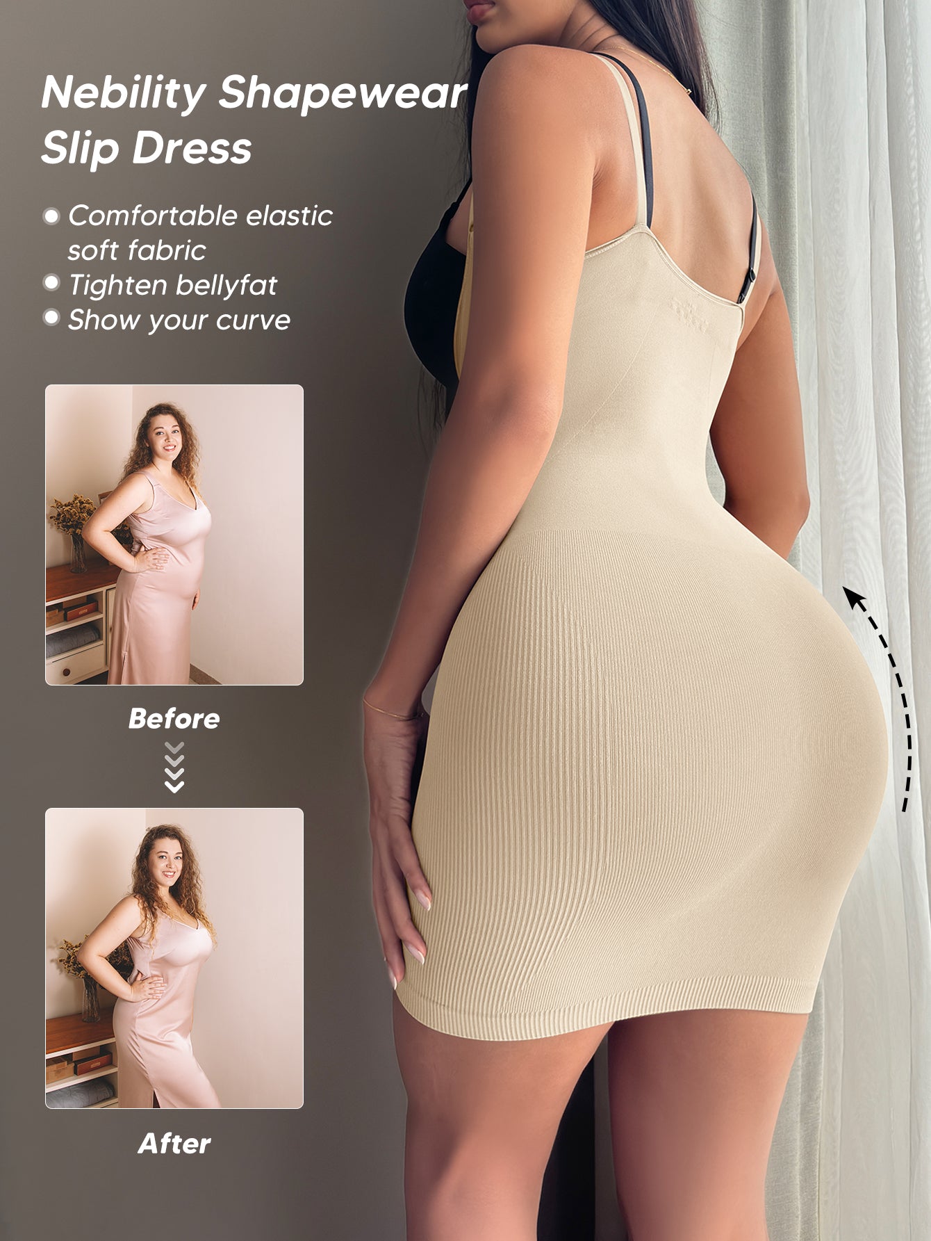 Women's Wear Your Own Bra Shapewear Smooth Full Slip Dress