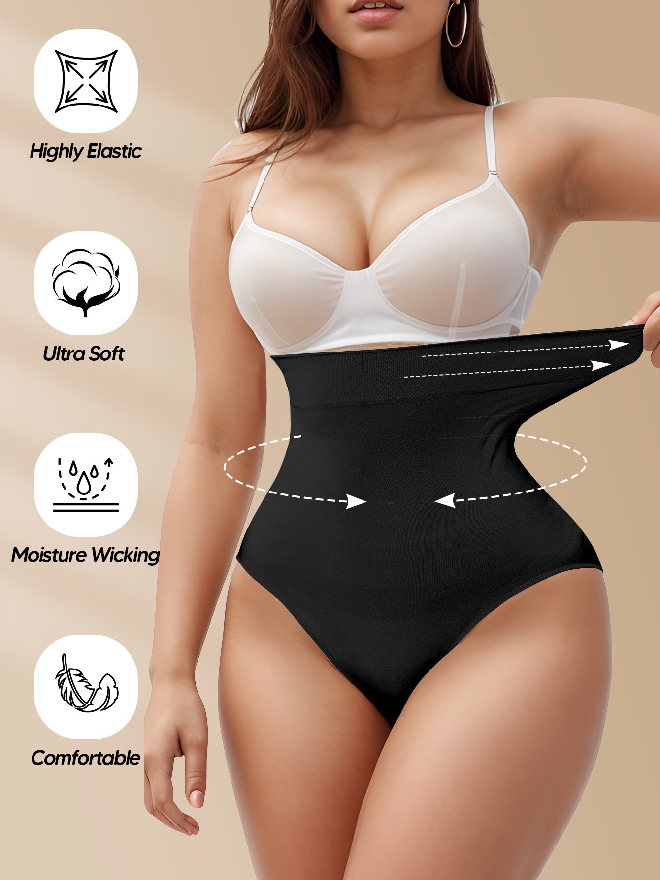 High Waist Lightweight Sculpting Panties Underwear For Plus Women