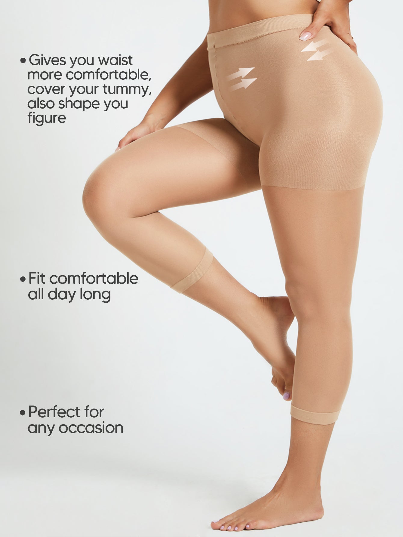 MUEE Sheer Footless Capri Shaper Tights Plus Size Stockings With Support