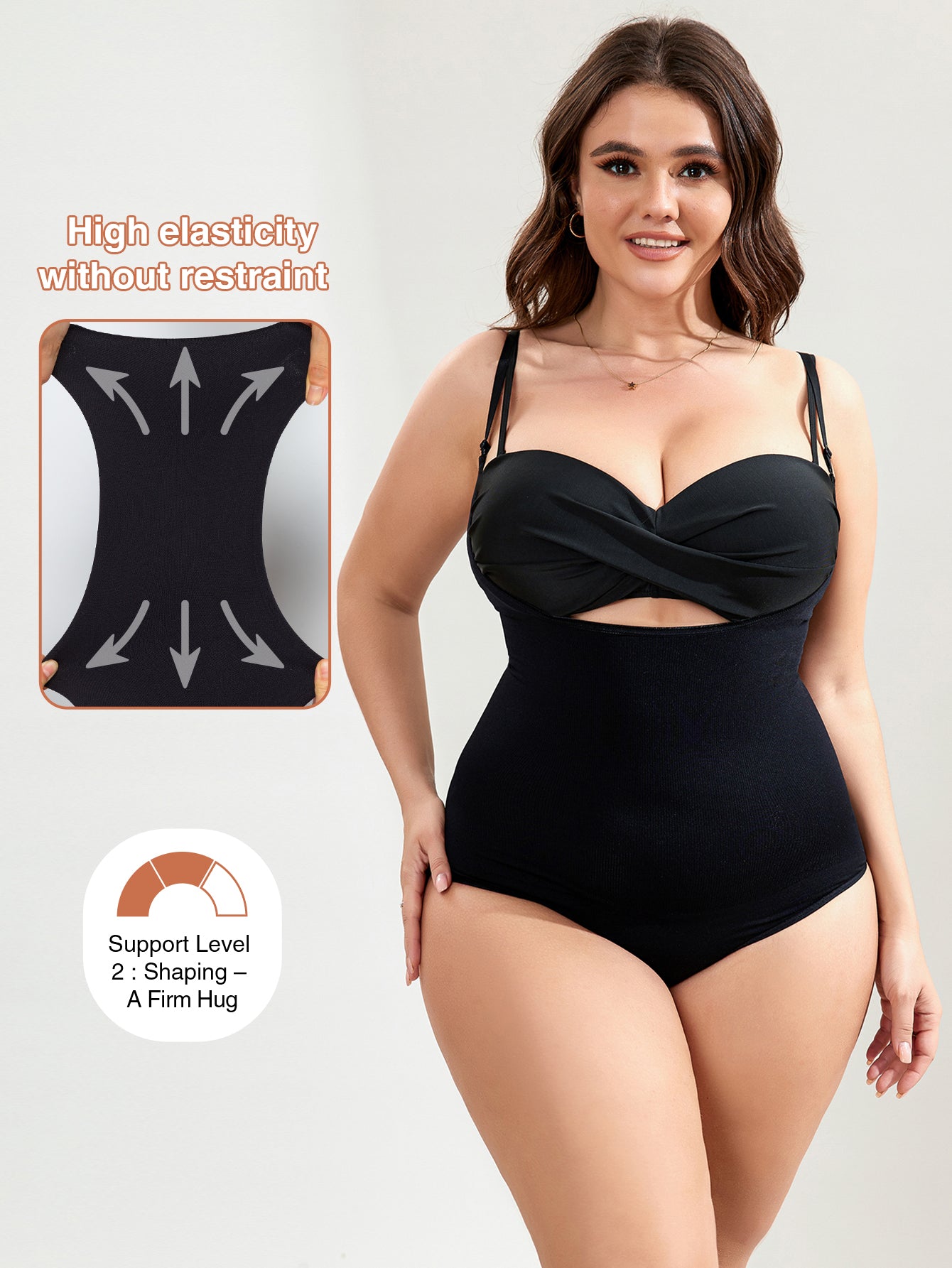 Ultra-Light Support Open Bust Seamless Shapewear Bodysuit for Plus Size