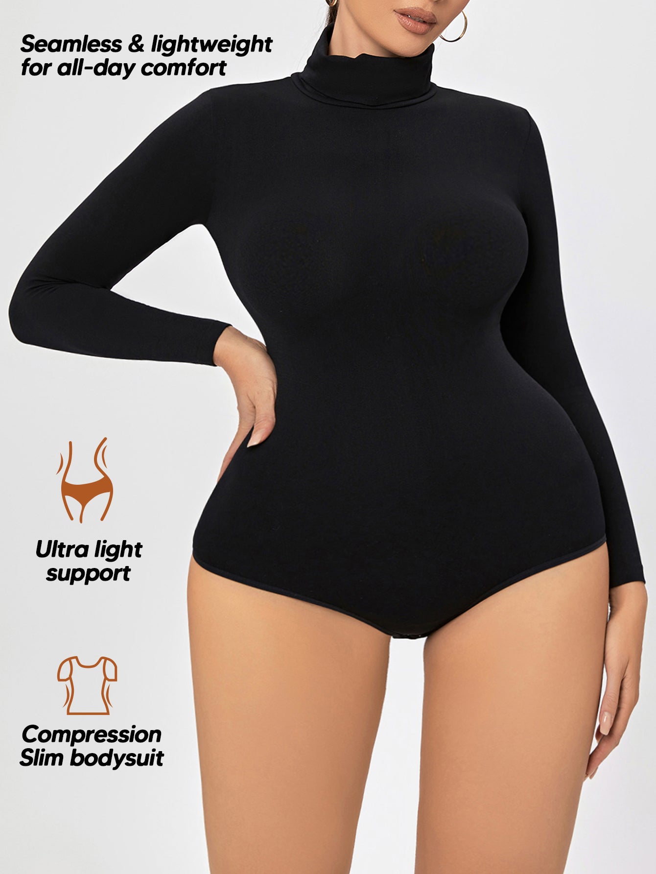 Long Sleeve Turtleneck Non- see through Seamless Jumpsuits