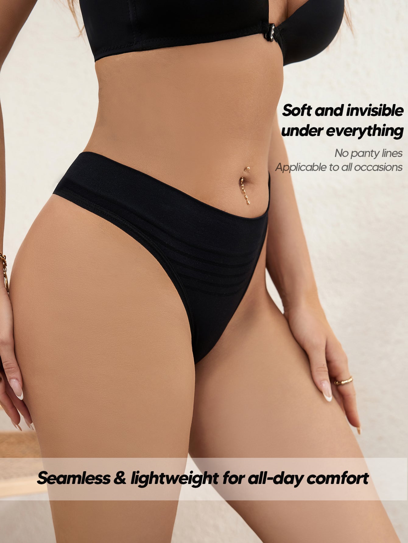 Seamless Thongs for Women Sexy No Show Panties InvisiblLadies Underwear 3 Pack