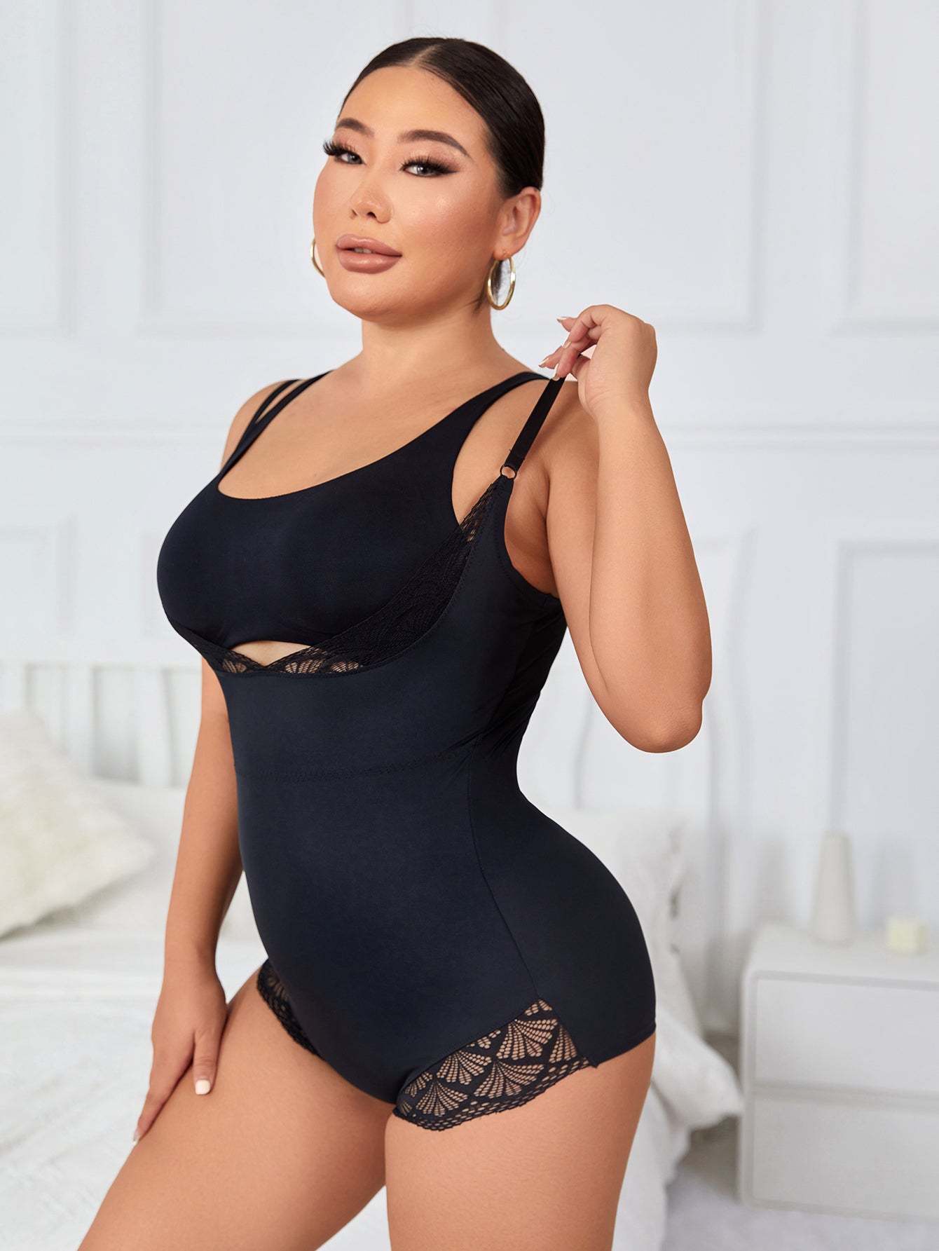 Womens Open Bust Body Shaper lace Bodysuit Tummy Control Shapewear Faja