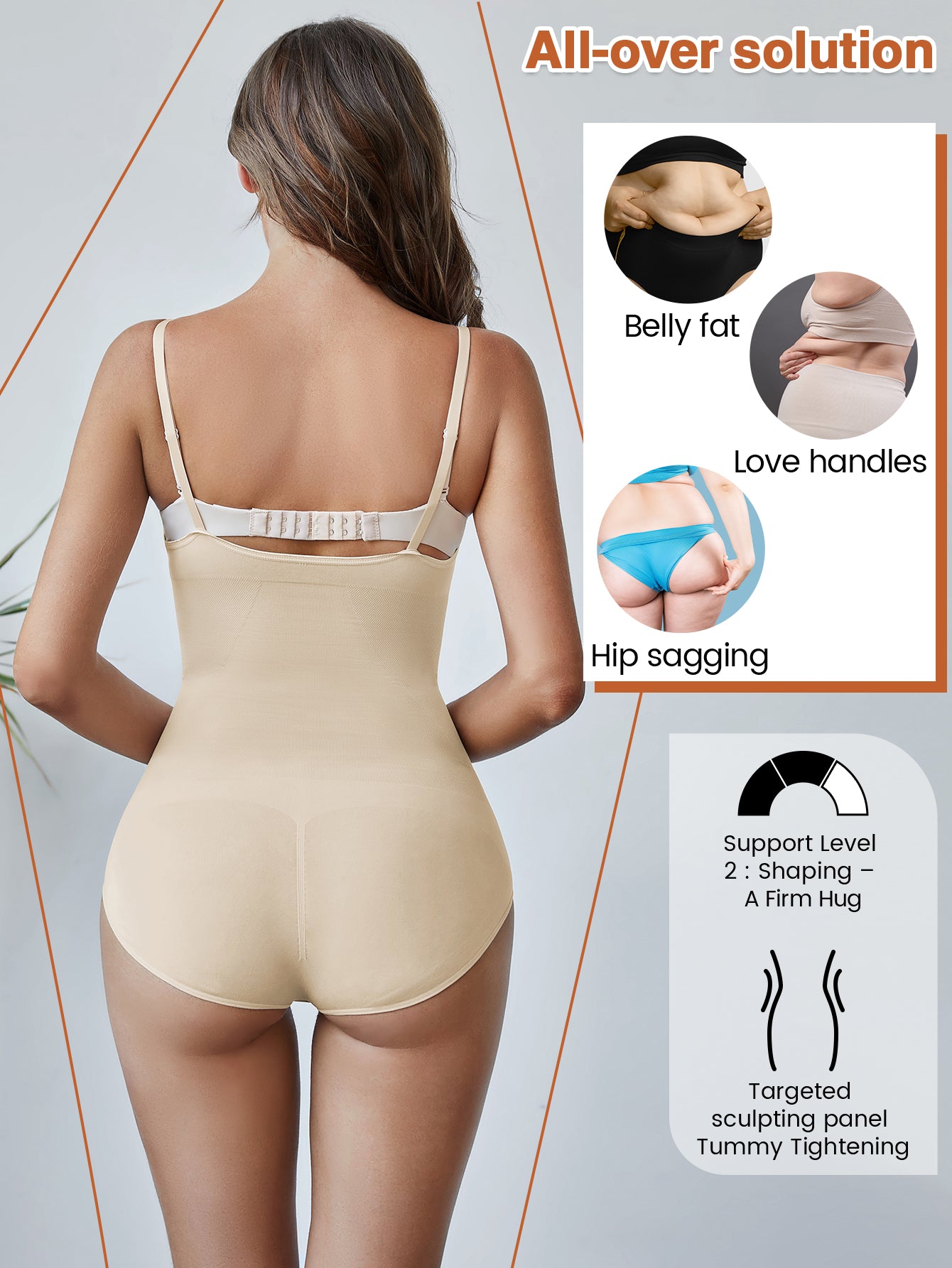 Shapewear Bodysuit Adjustable Spaghetti Strap  Panty Open Bust Body Shaper