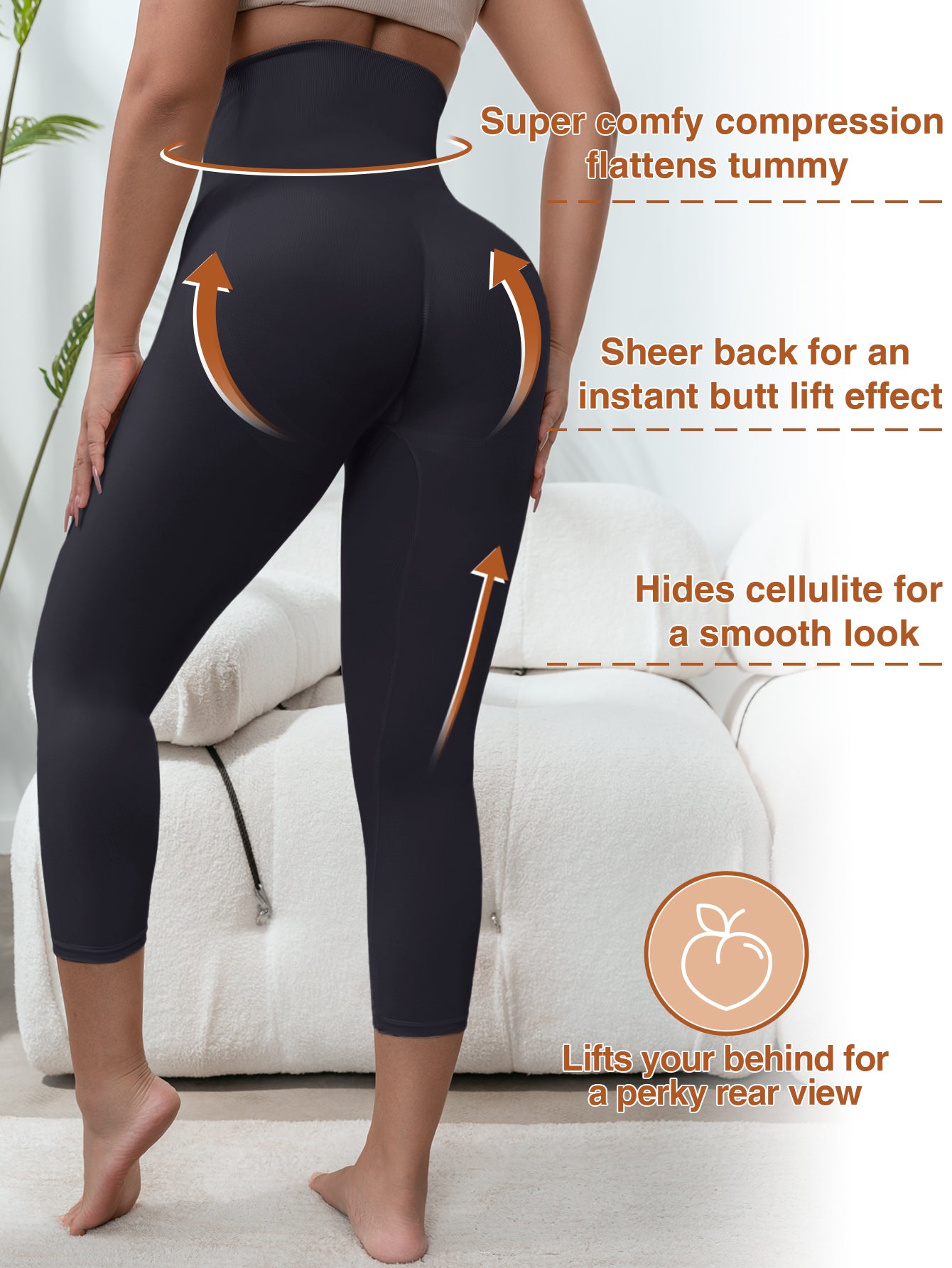 High waist tummy control leggings for women butt-lift shapewear capri