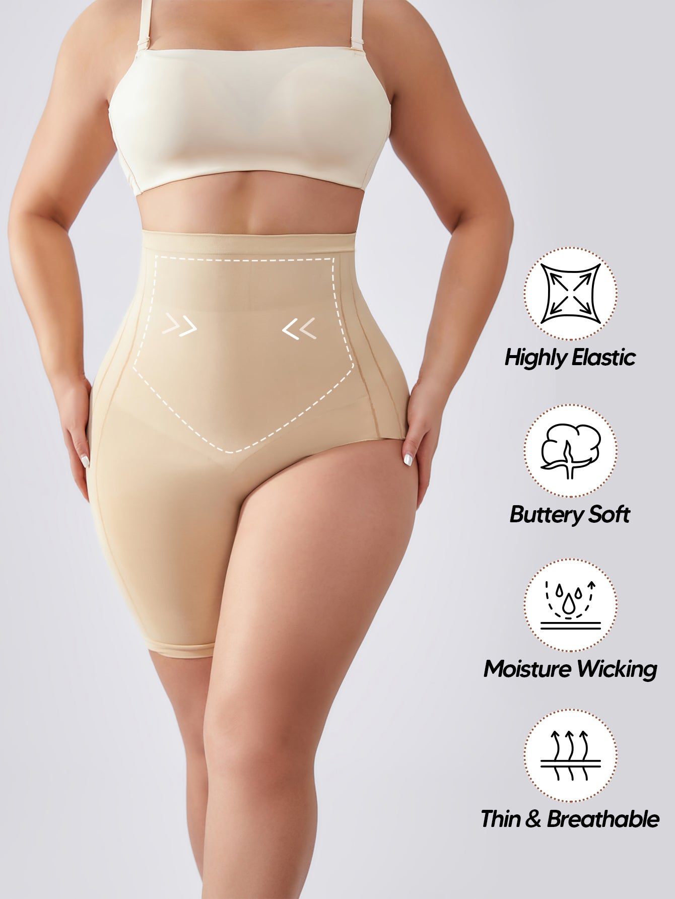 High Waisted Shapewear Shorts With Left Leg Exposed Solution For Under Dressed