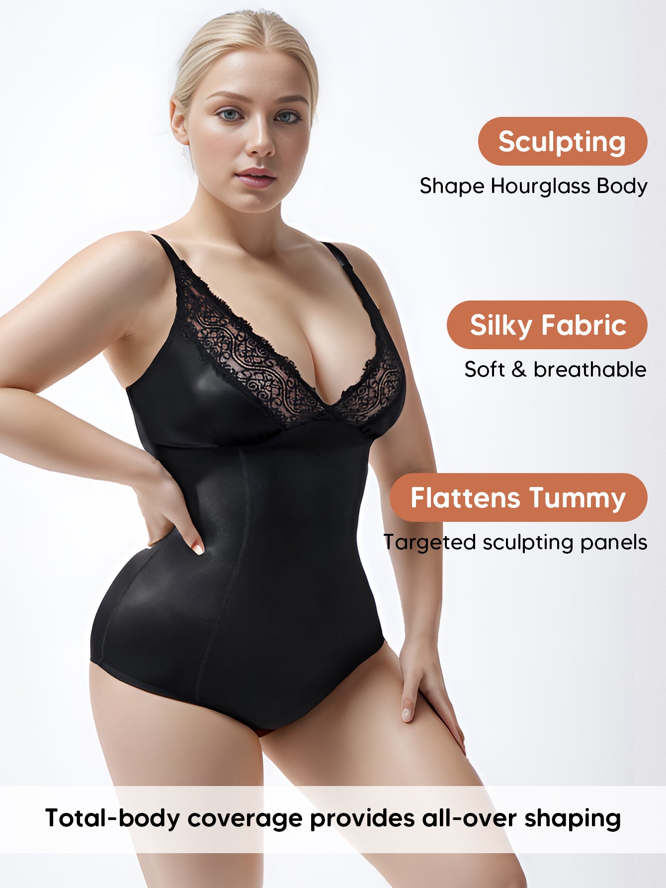 One Piece Body Shaper Lingerie Deep V Neck Tummy Control Sexy Lace Bodysuit