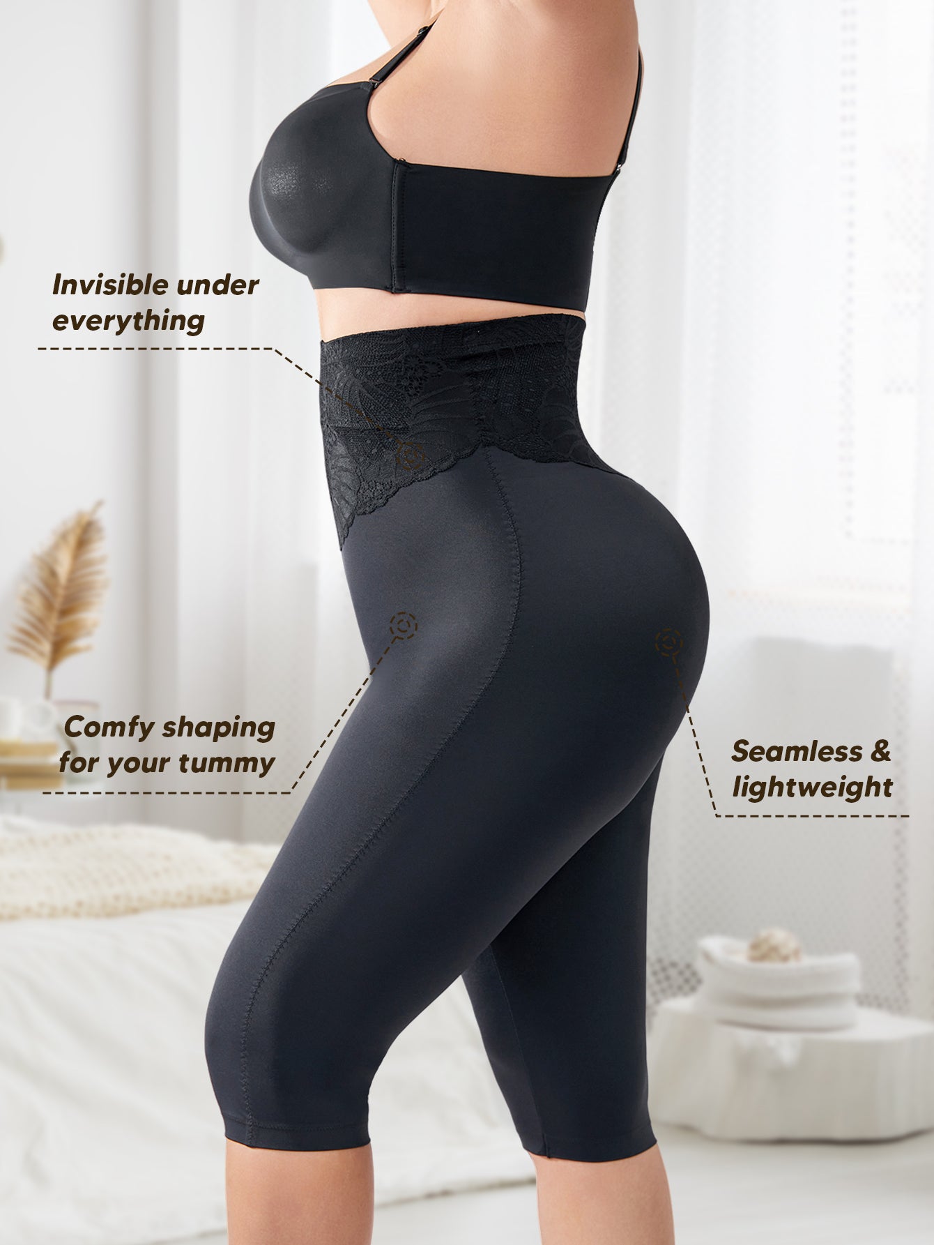 Tummy Control Compression Leggings Women Body Shaper Thigh Shapewear Capri Girdles