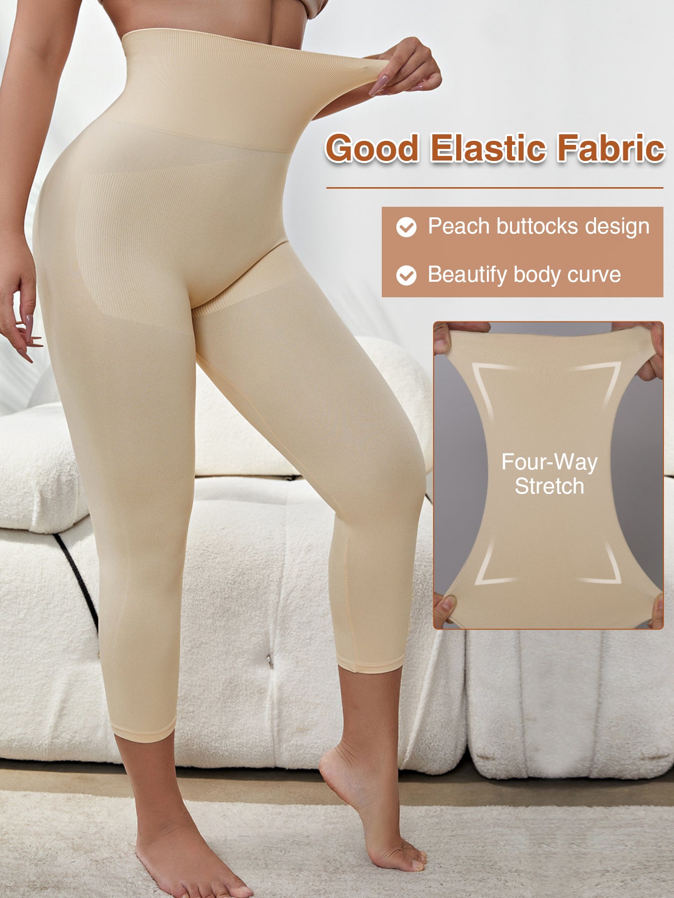 High waist tummy control leggings for women butt-lift shapewear capri