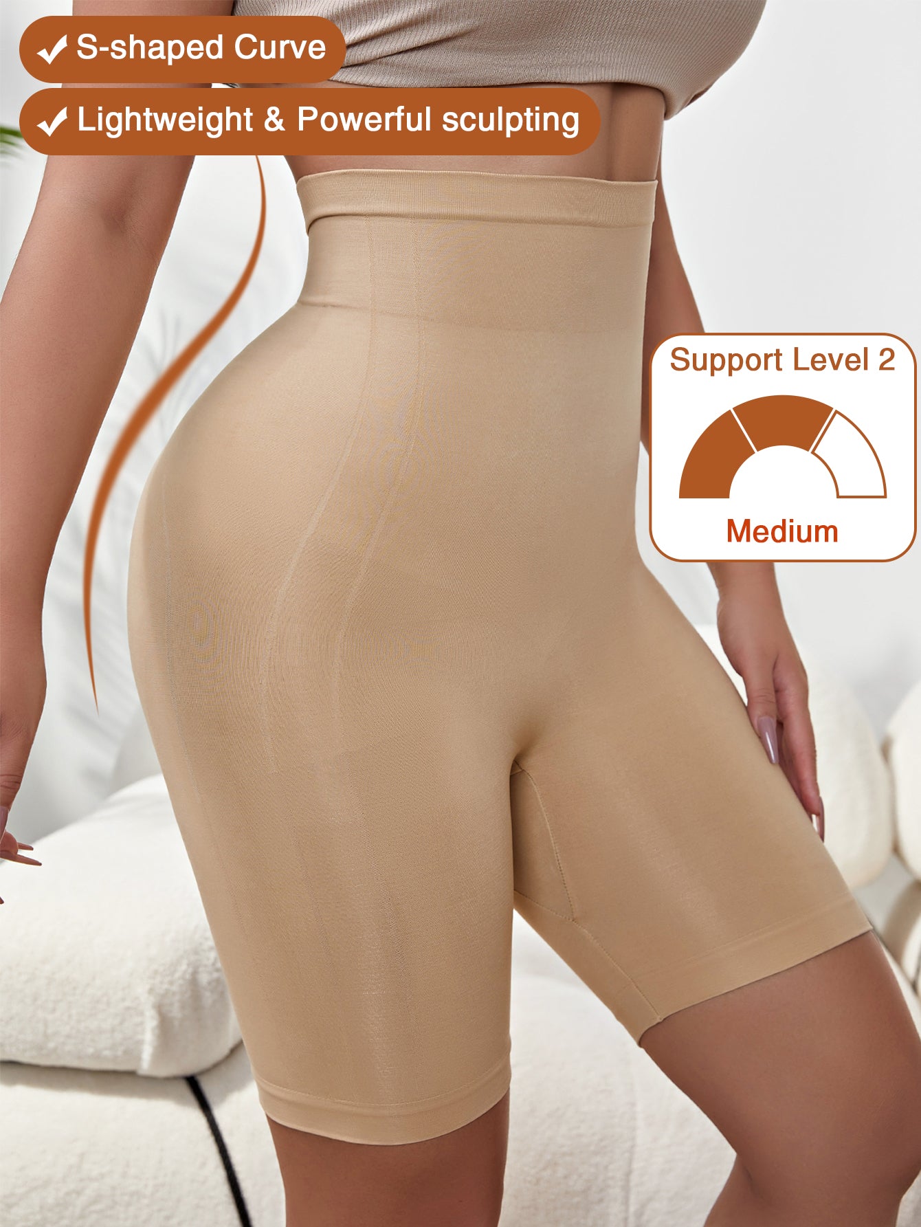 Seamless Thigh Slimmer Mid-Thigh Shapewear Shorts For Women Under Dress