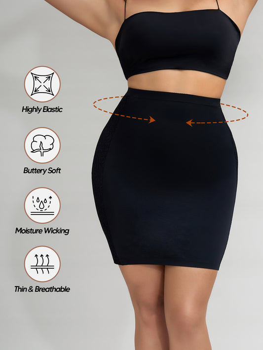 Shapewear Skirt Slip for Under Dresses Lace Half Slip Tummy Control Body Shaper