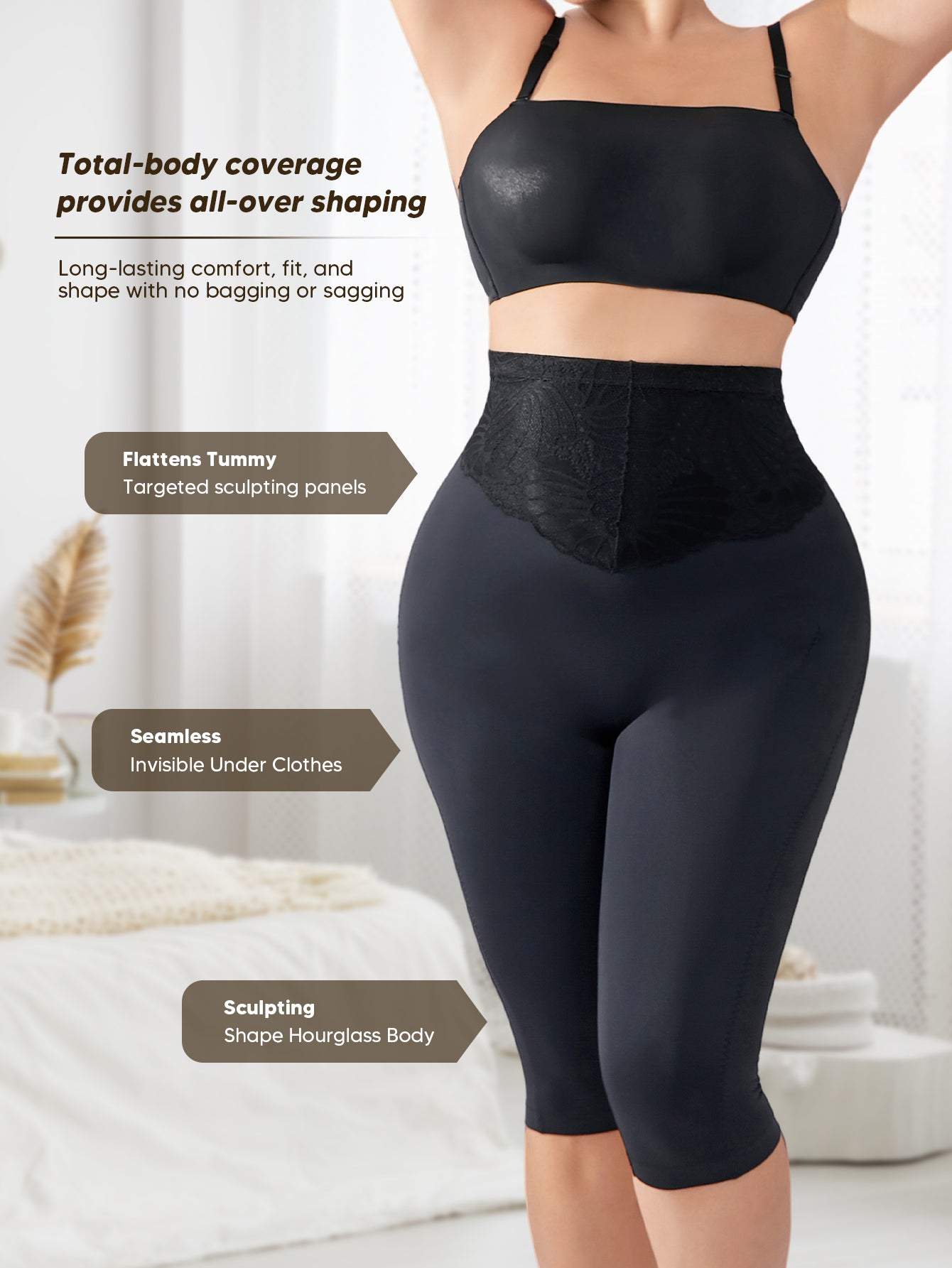 Tummy Control Compression Leggings Women Body Shaper Thigh Shapewear Capri Girdles