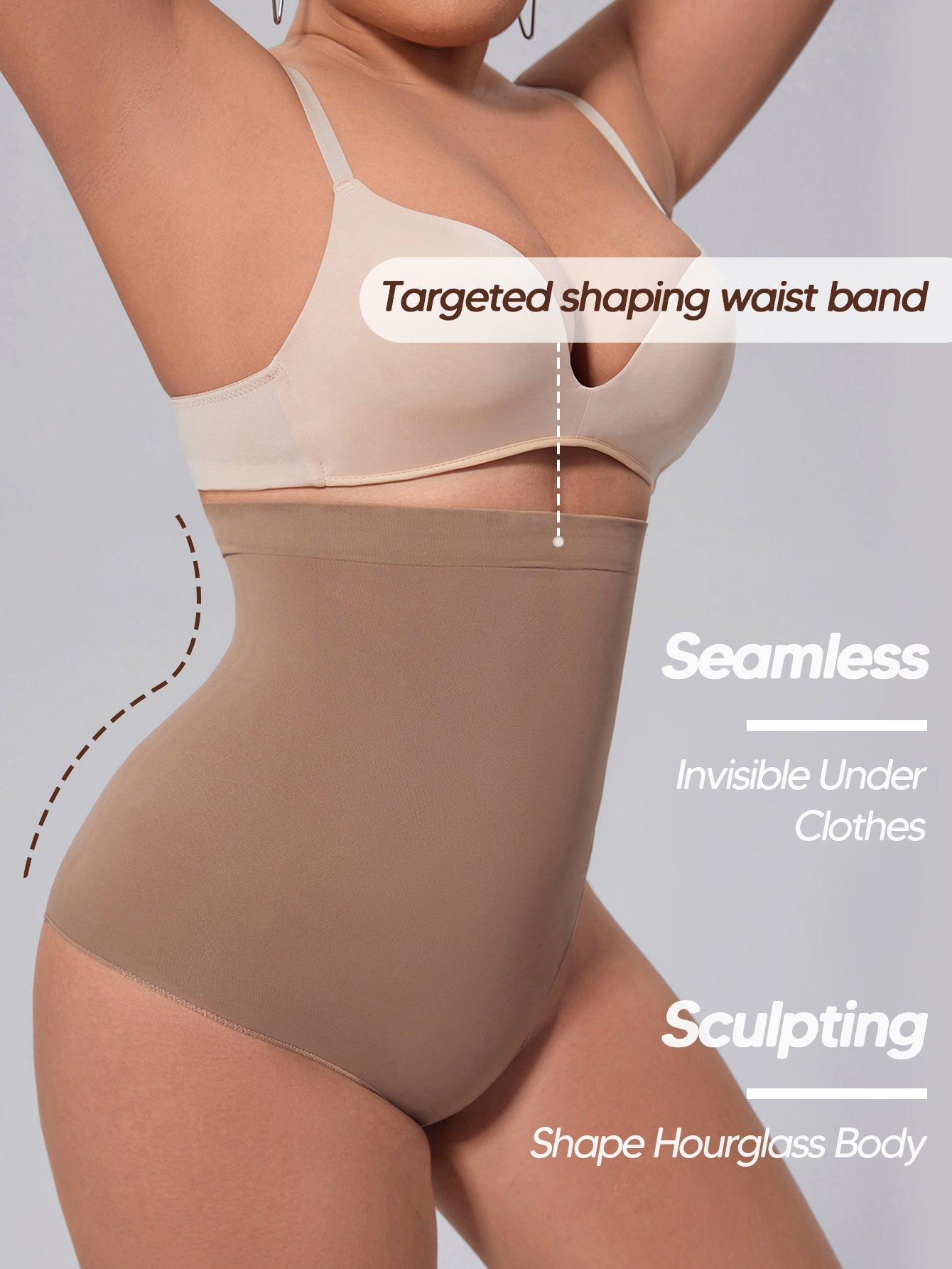 Women's High-Waist Seamless Body Shaper Briefs Tummy Control Shapewear Panties