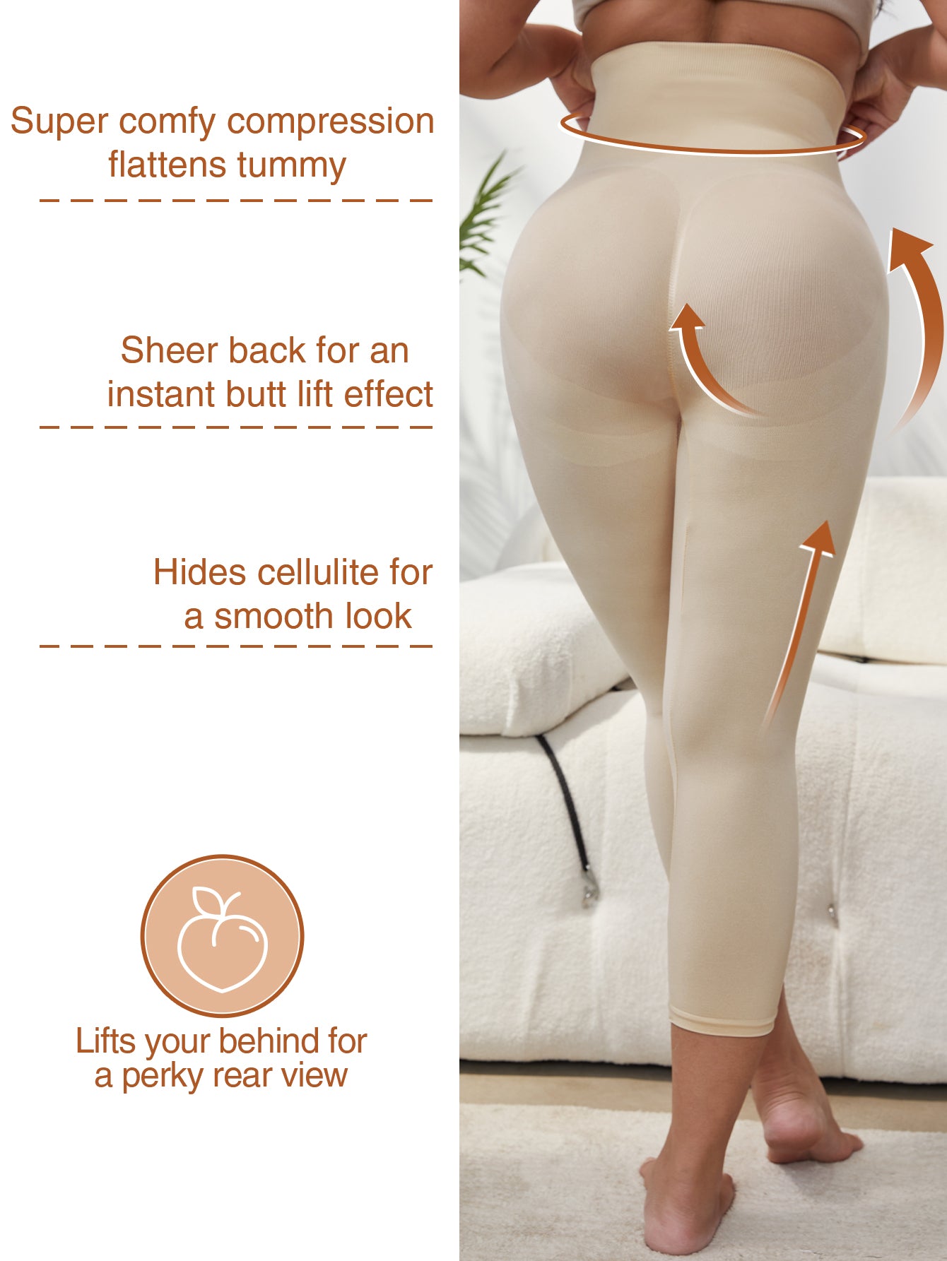 High waist tummy control leggings for women butt-lift shapewear capri