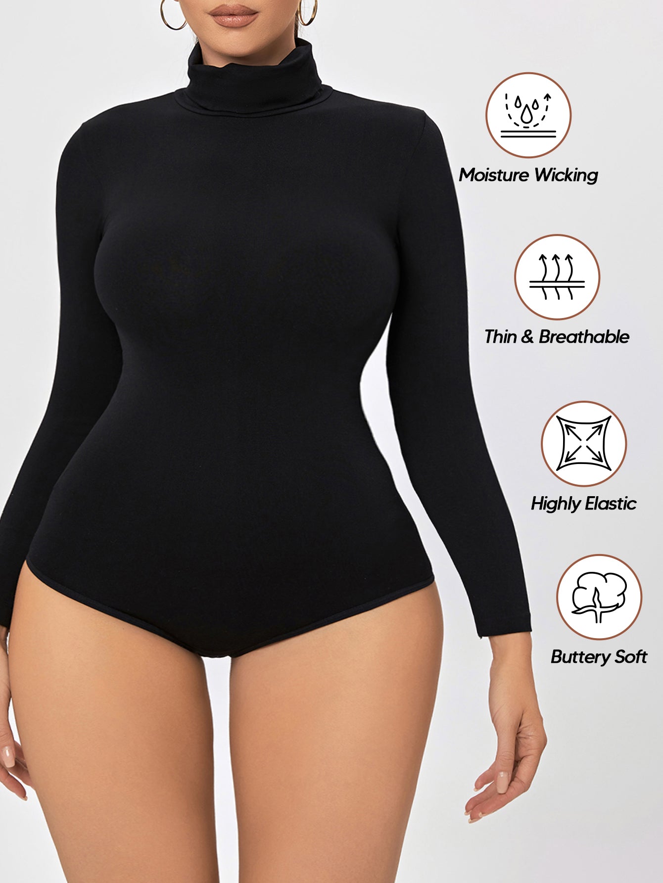 Long Sleeve Turtleneck Non- see through Seamless Jumpsuits