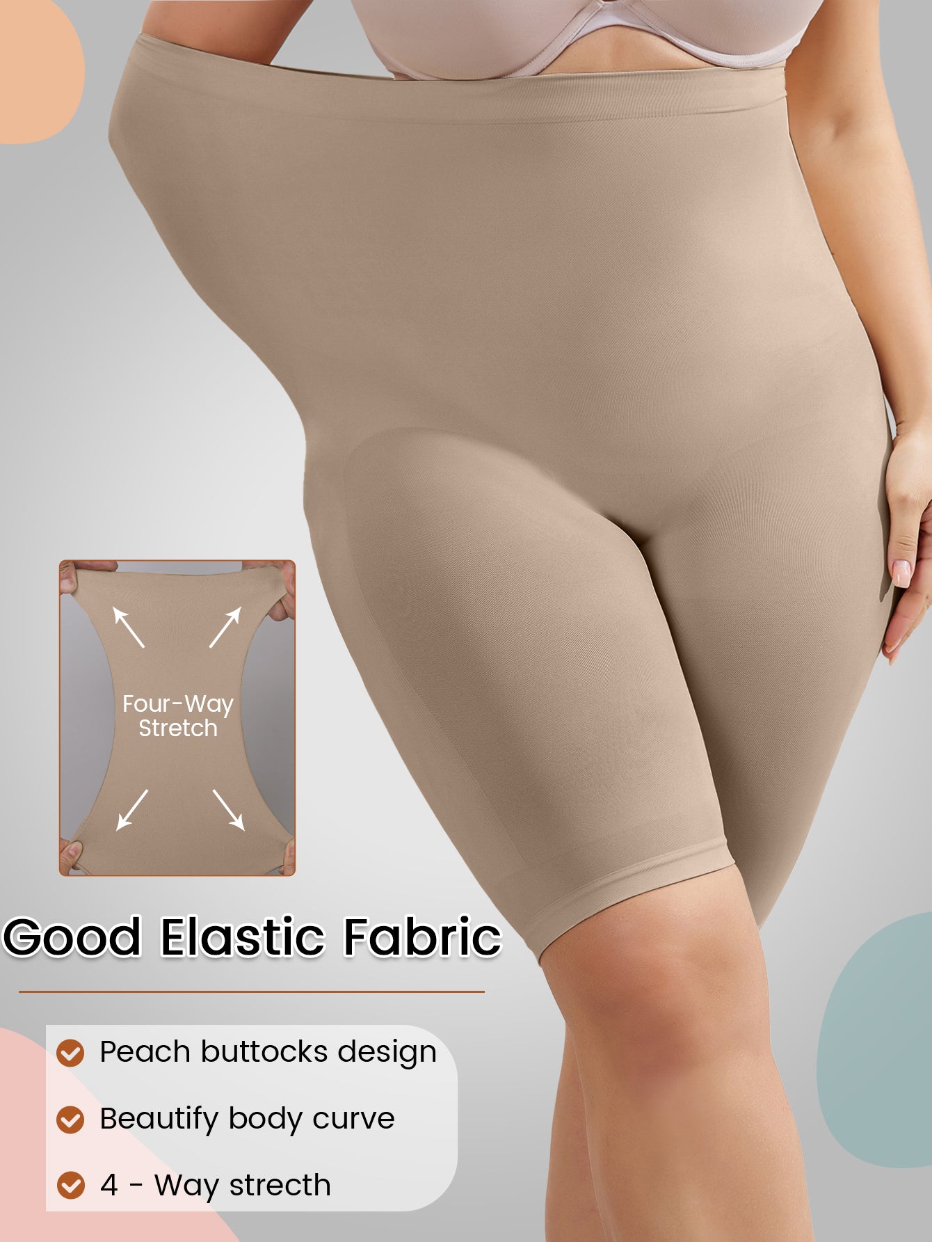 Invisible Seamless Shapewear Shorts For Plus Size Women Tummy Control