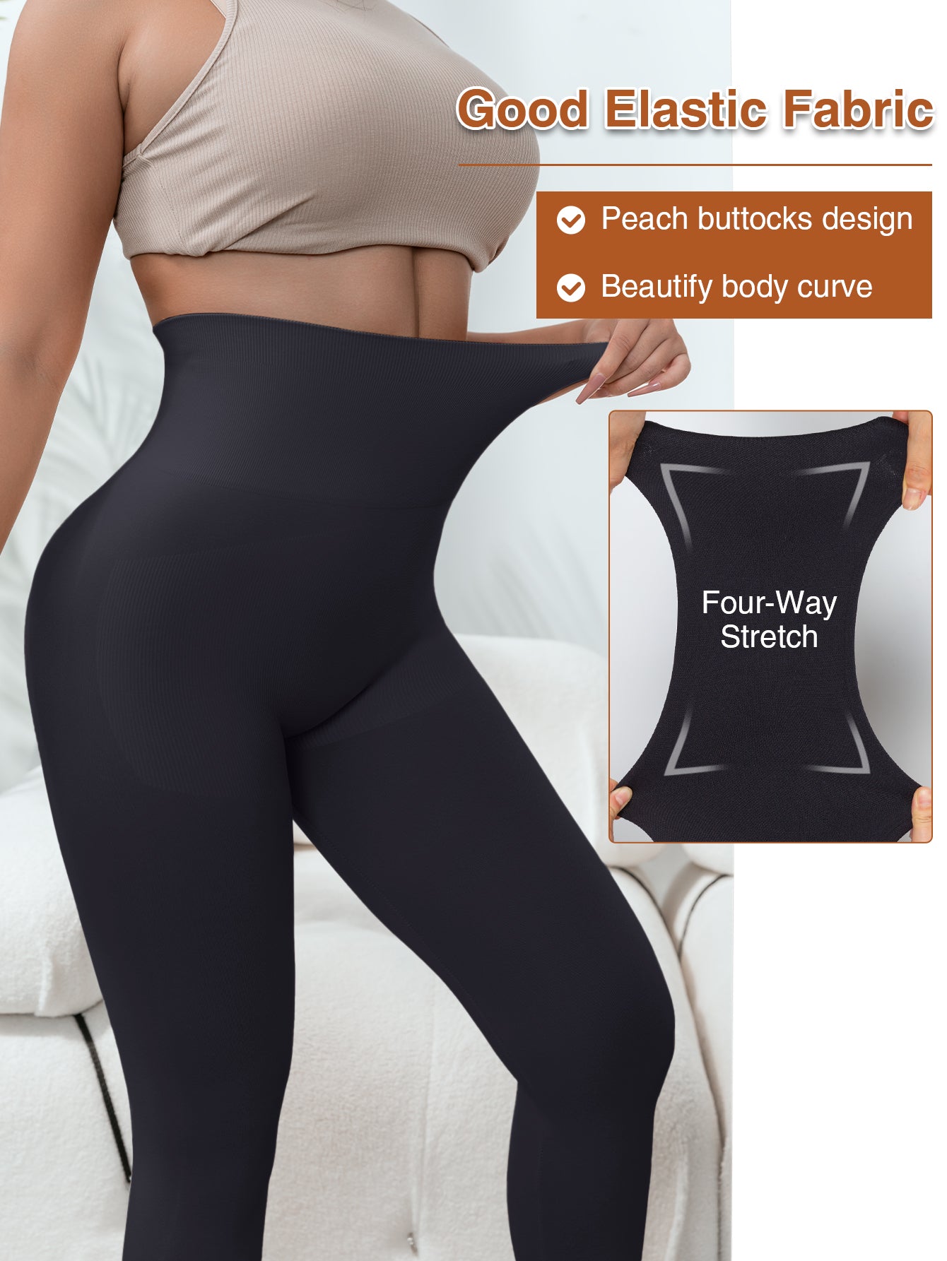 High waist tummy control leggings for women butt-lift shapewear capri