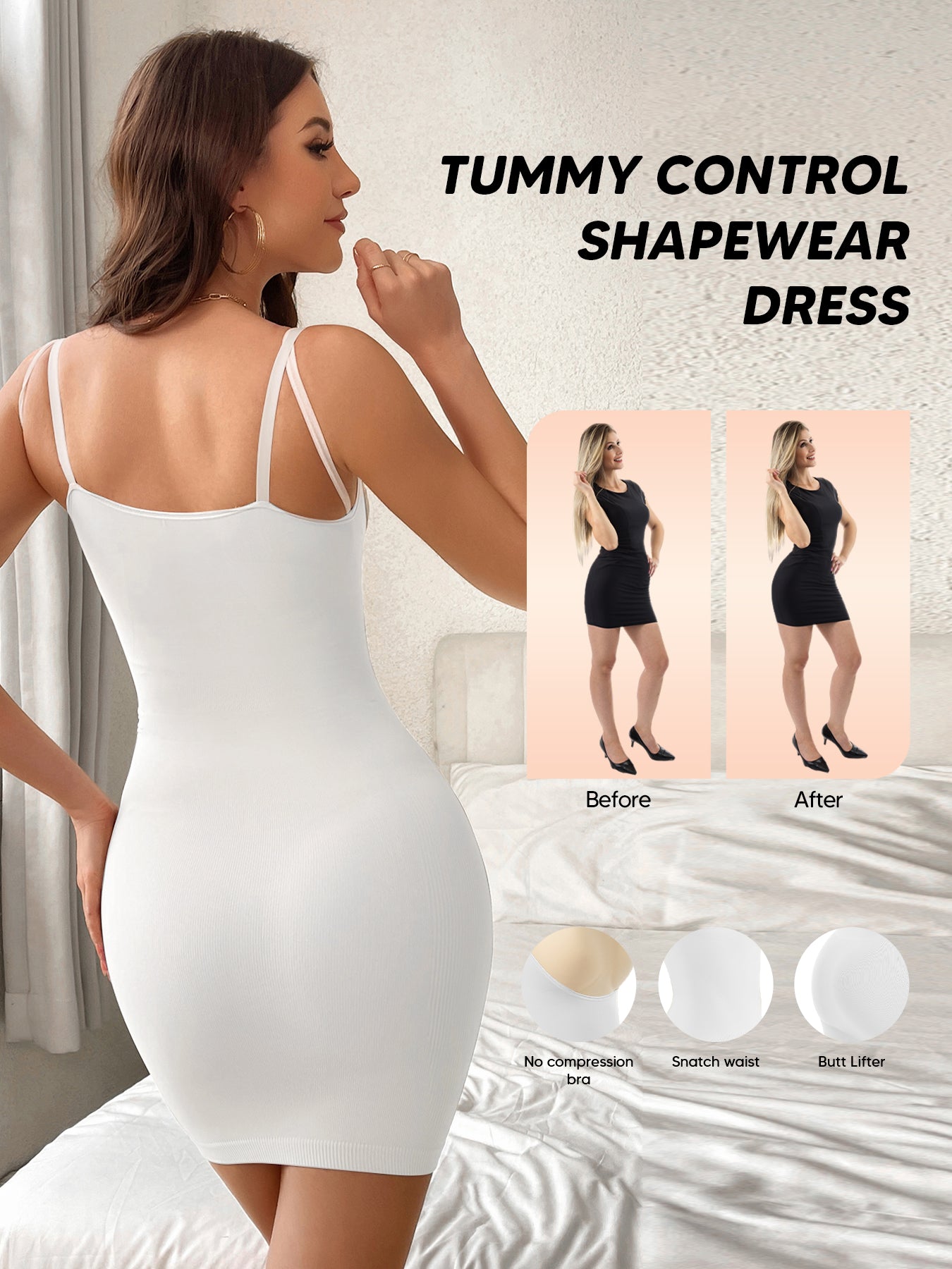 Women's Wear Your Own Bra Shapewear Smooth Full Slip Dress