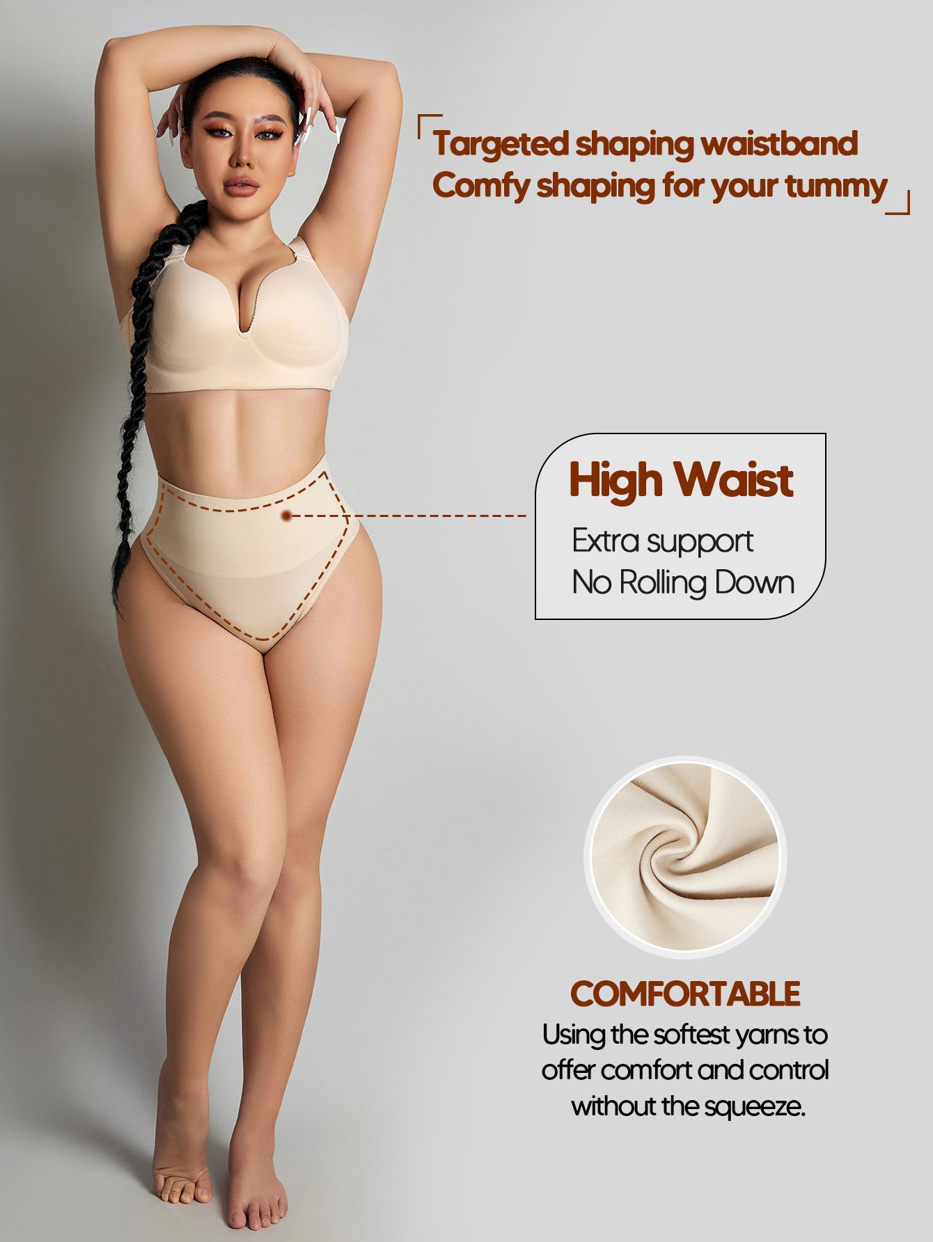 Tummy Control Thong Shapewear for Women Seamless Slimming Panty Underwear