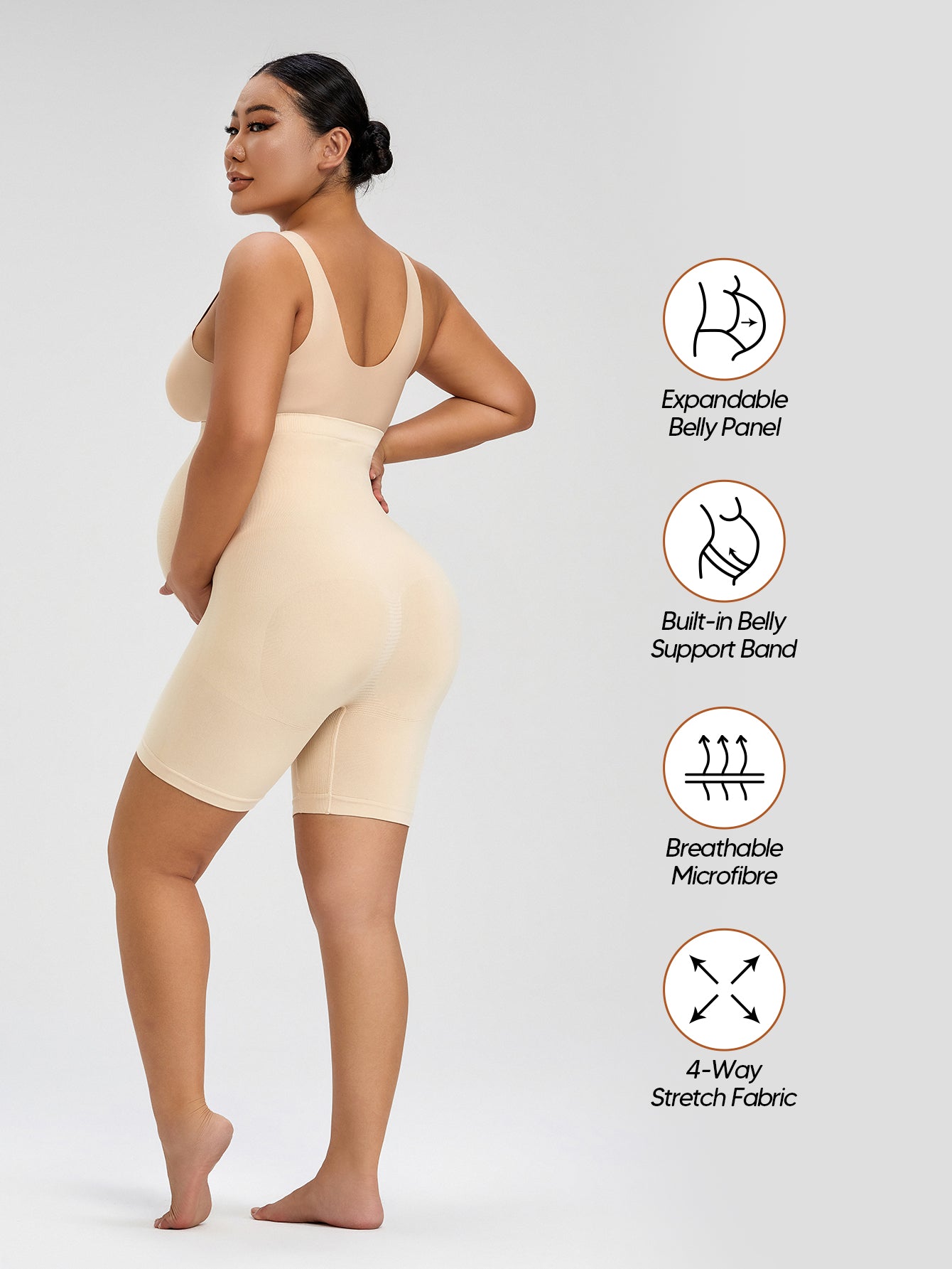 Seamless Maternity Shapewear Shorts, High Waist Belly Support Underwear