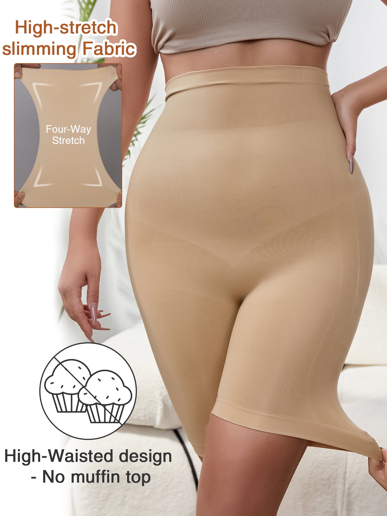 Seamless Thigh Slimmer Mid-Thigh Shapewear Shorts For Women Under Dress