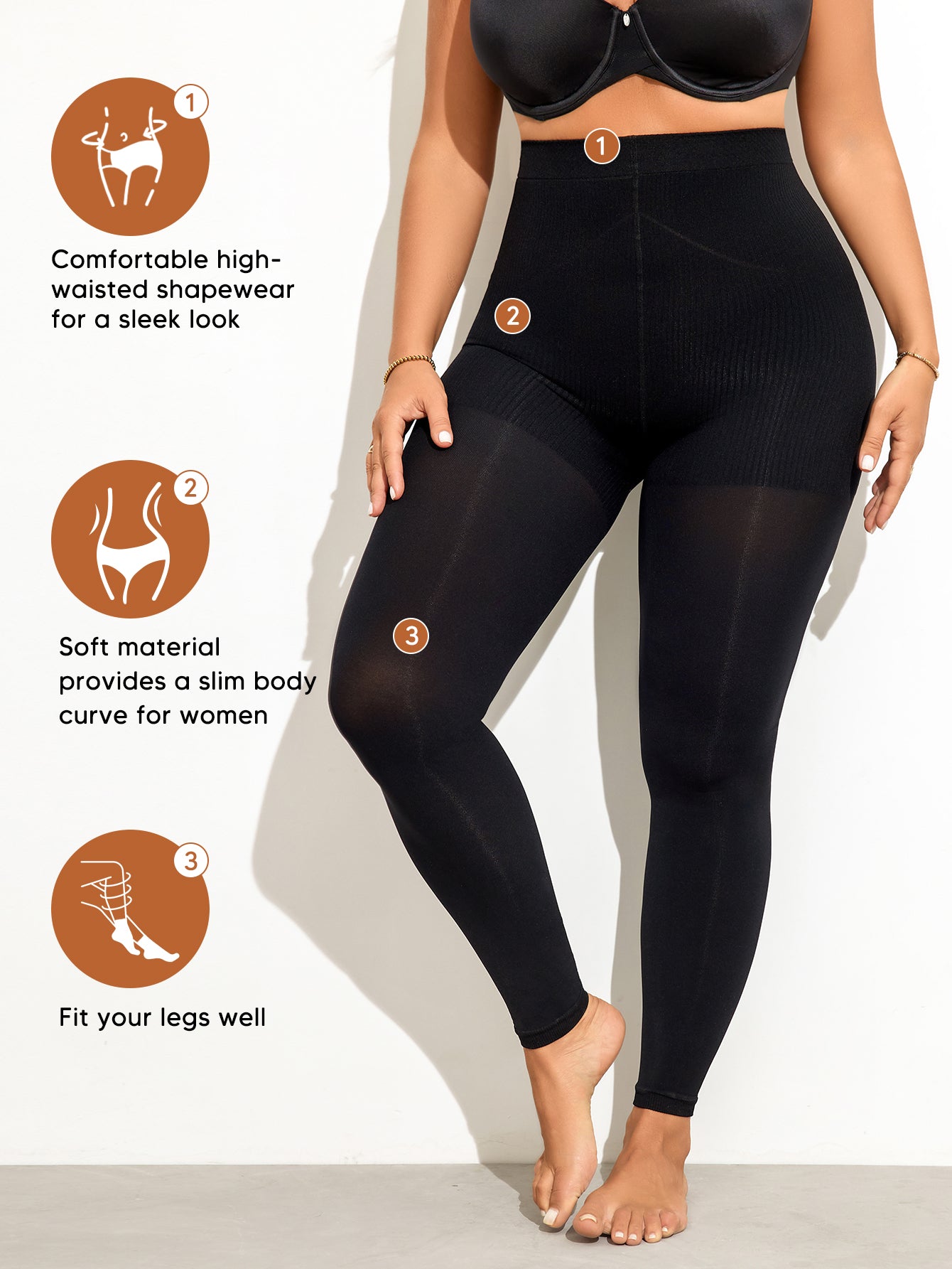 Thermal Warm Fleece Tights, 8-15 mmHg Shaping Tights,Opaque Compression Stockings