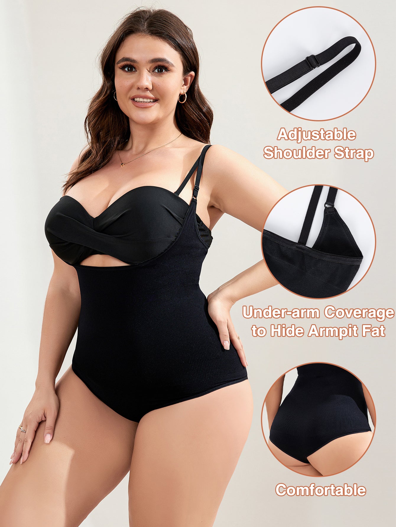 Ultra-Light Support Open Bust Seamless Shapewear Bodysuit for Plus Size