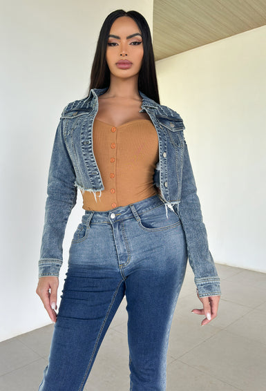 Women's Classic Vintage Washed Long Sleeve Denim Slim Fit Jean Jacket
