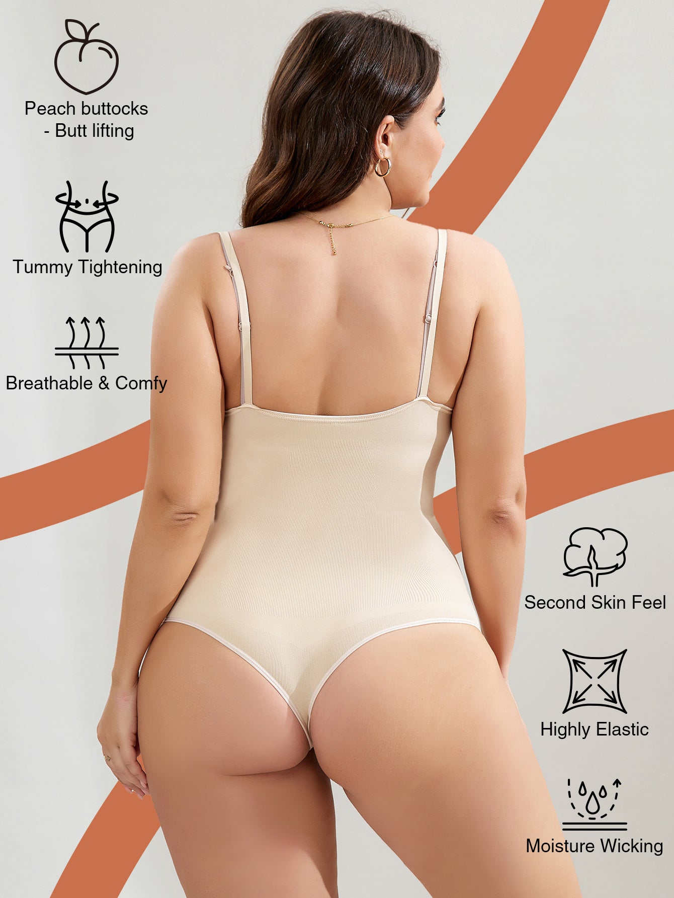 Ultra-Light Support Open Bust Seamless Shapewear Bodysuit for Plus Size