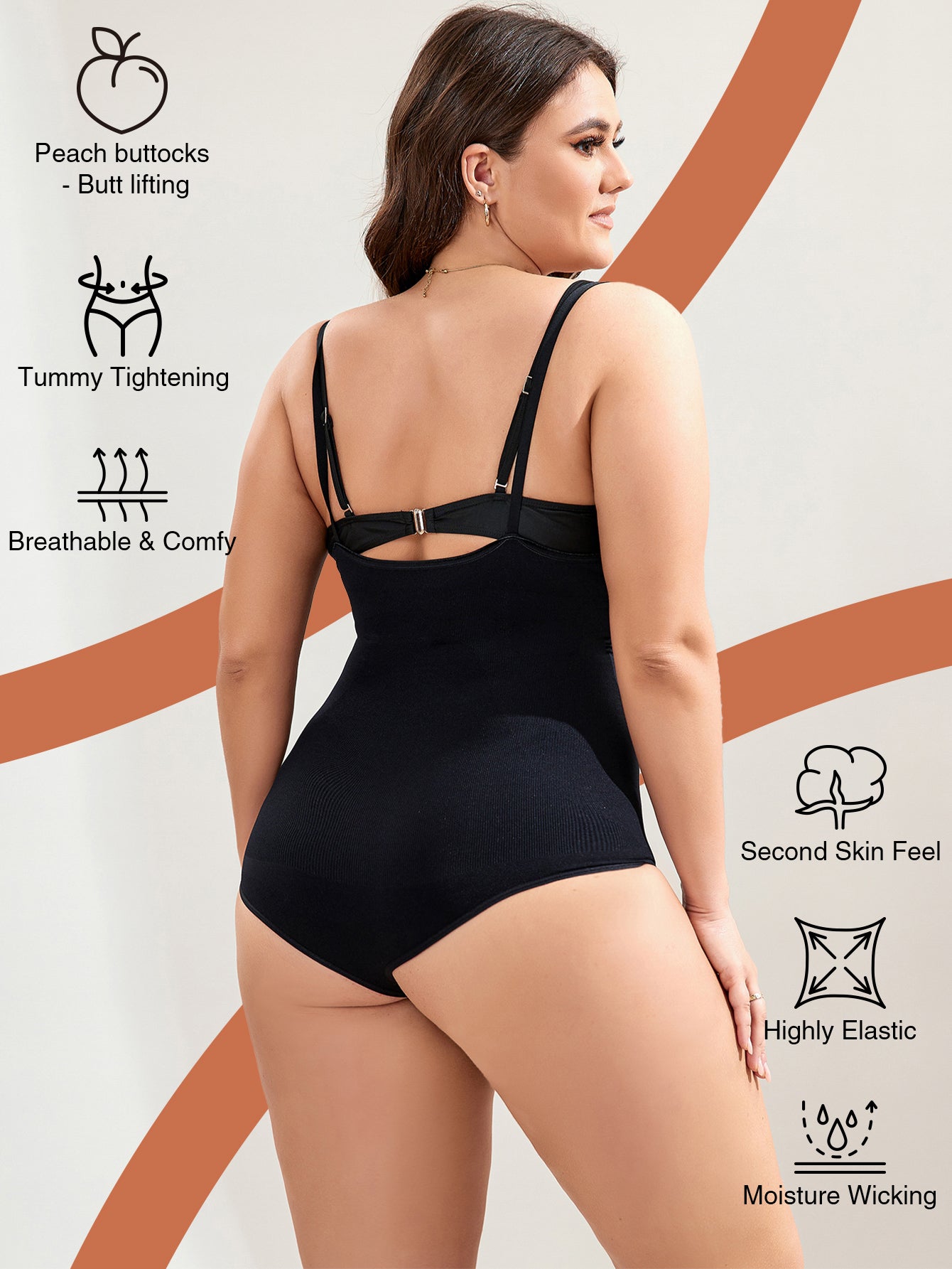 Ultra-Light Support Open Bust Seamless Shapewear Bodysuit for Plus Size