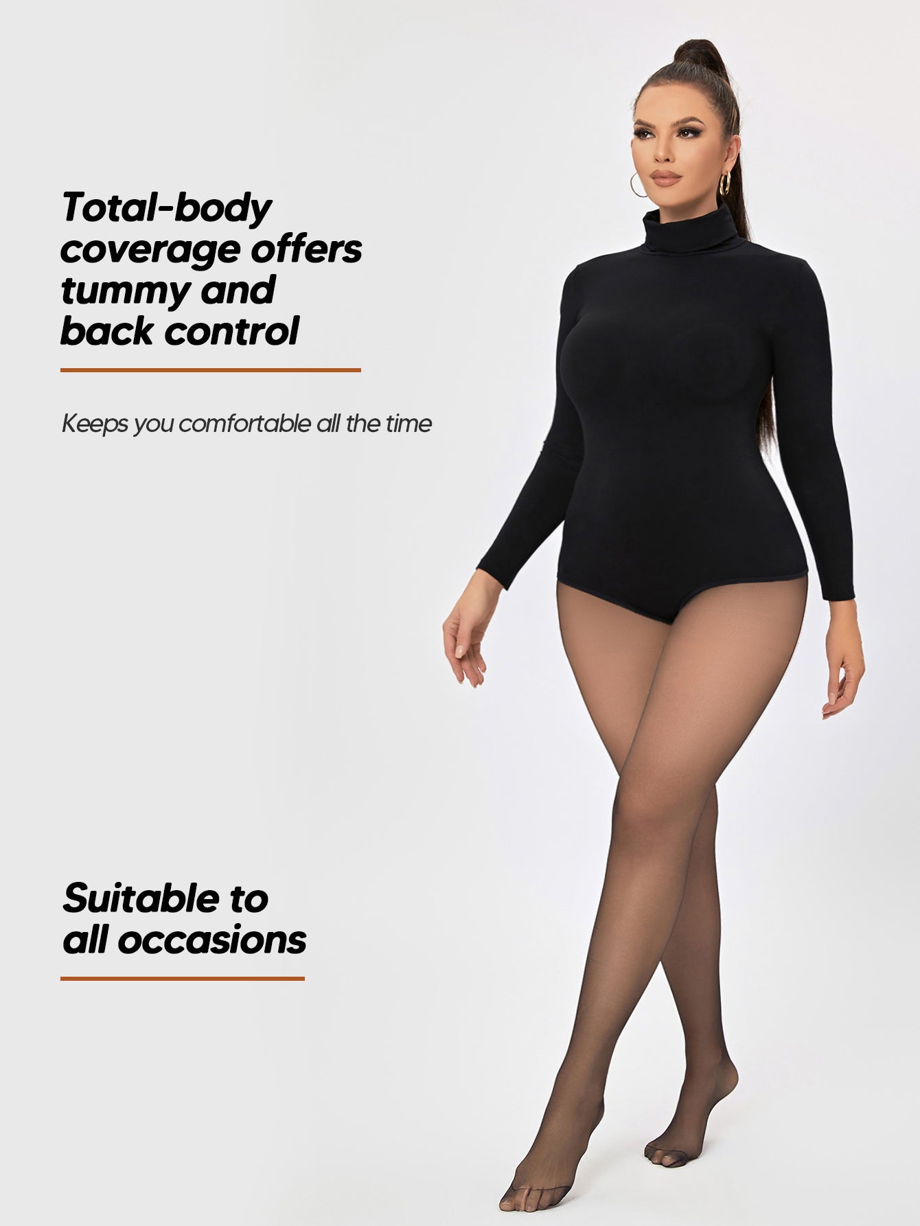 Long Sleeve Turtleneck Non- see through Seamless Jumpsuits