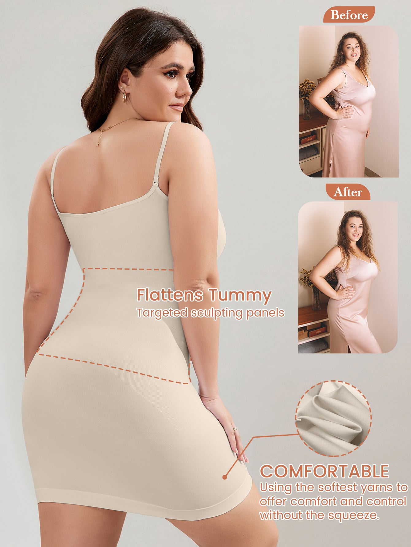 Seamless Tummy Control Sculpting Shaping dress For Plus Size Women