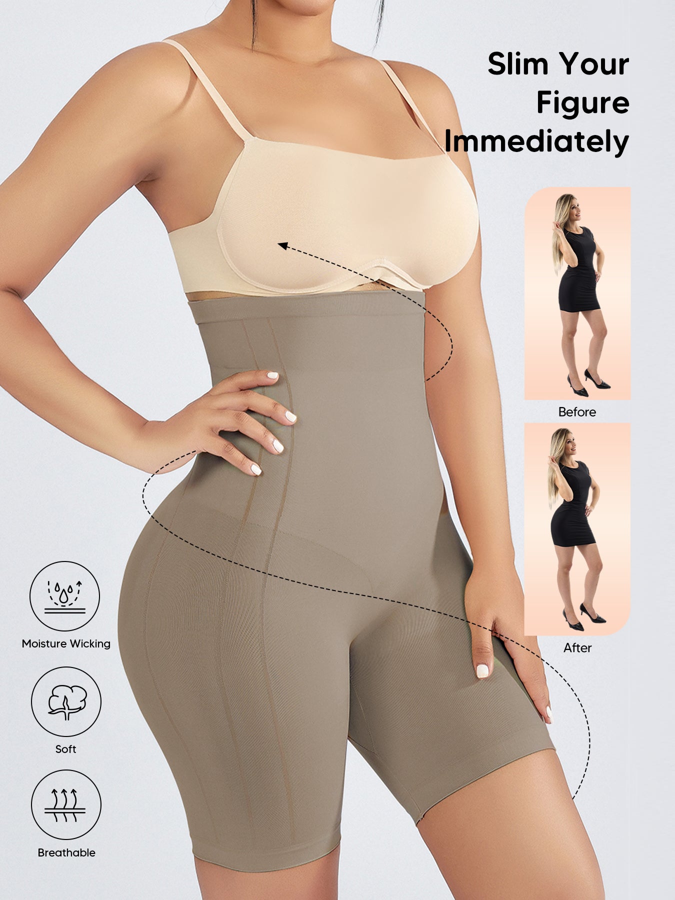 Seamless Thigh Slimmer Mid-Thigh Shapewear Shorts For Women Under Dress