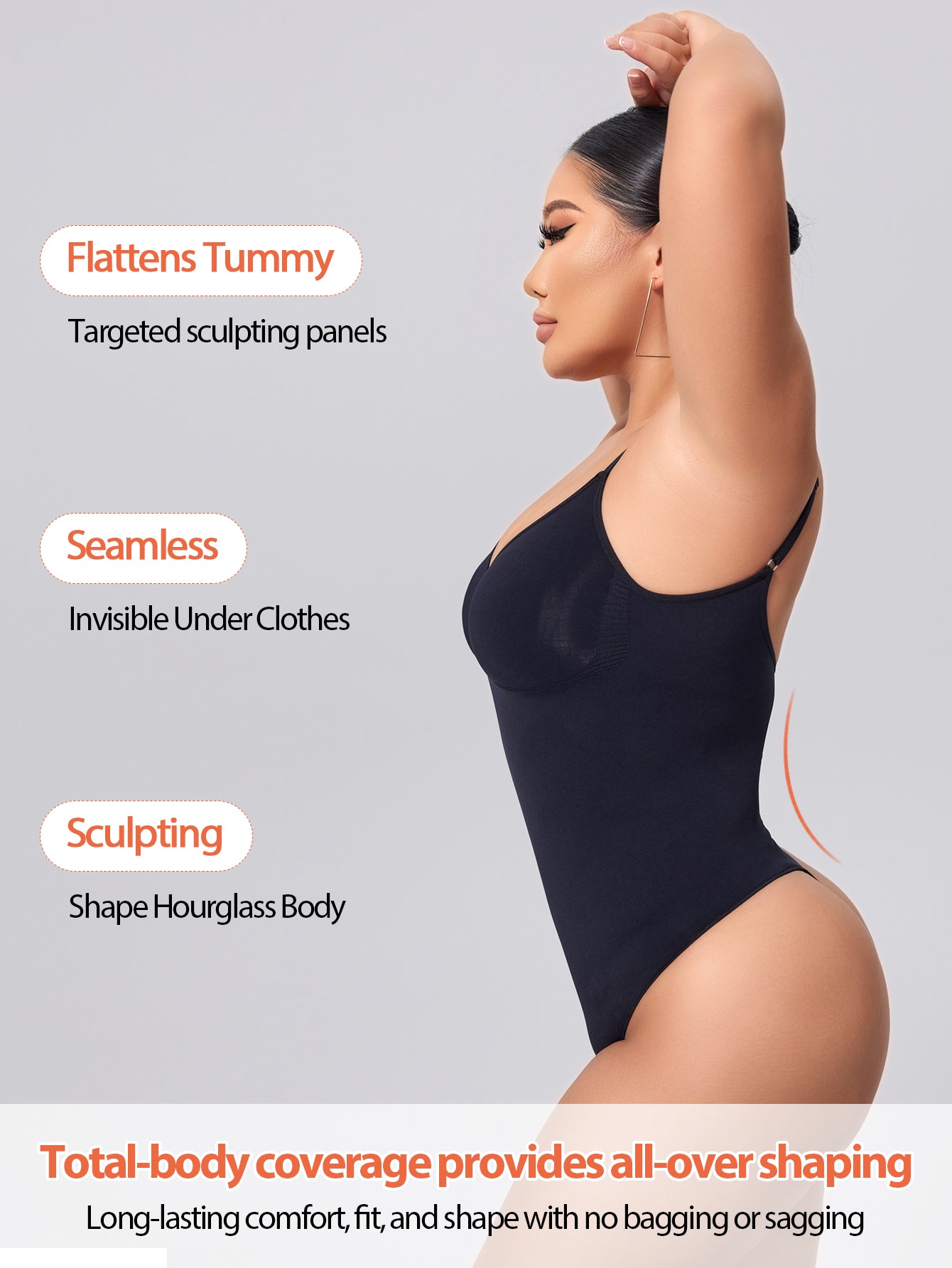 Backless Shapewear for Women Tummy Control Bodysuit Thong Low Back Body Shaper